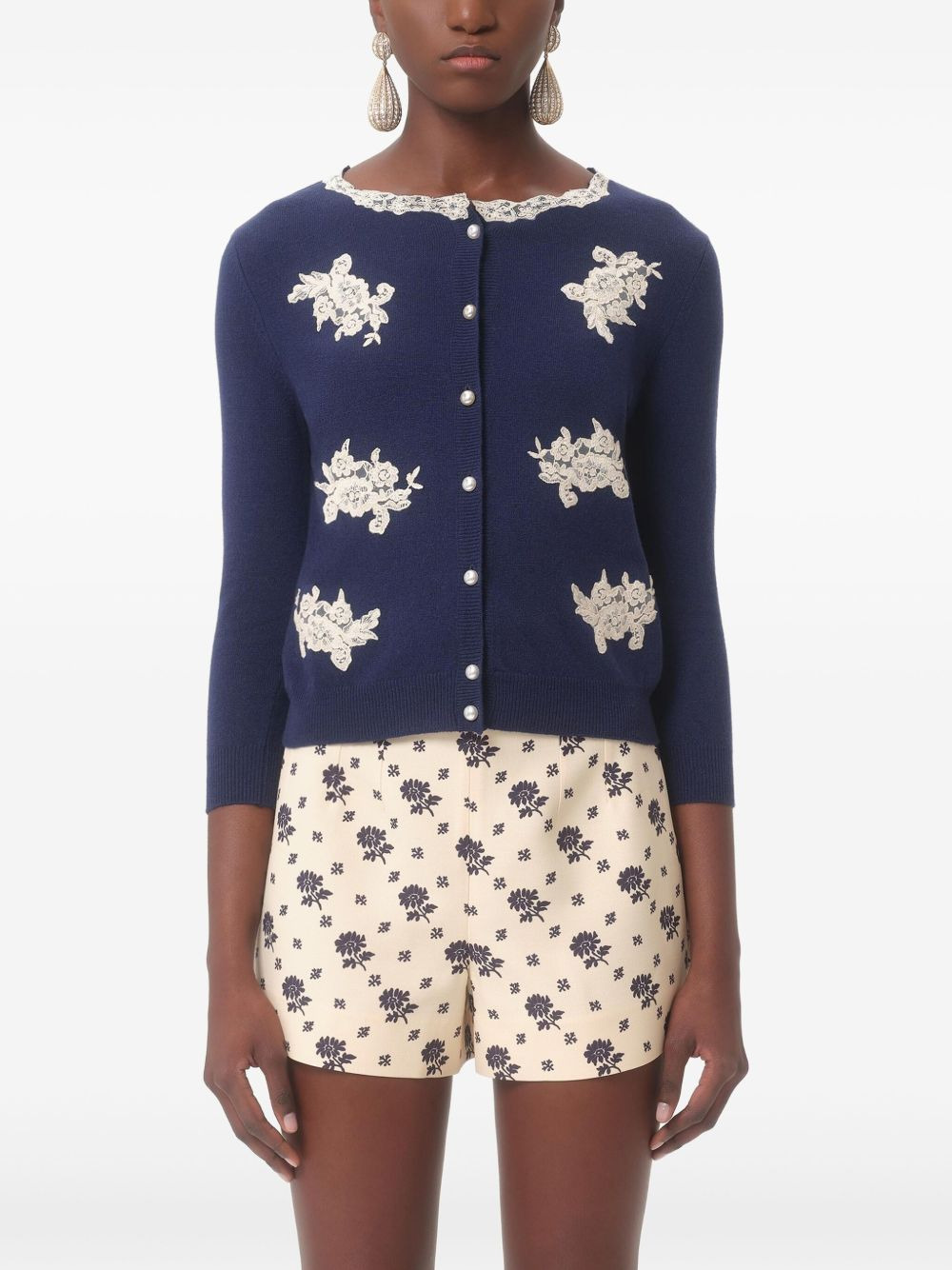 lace-trim cardigan - 3