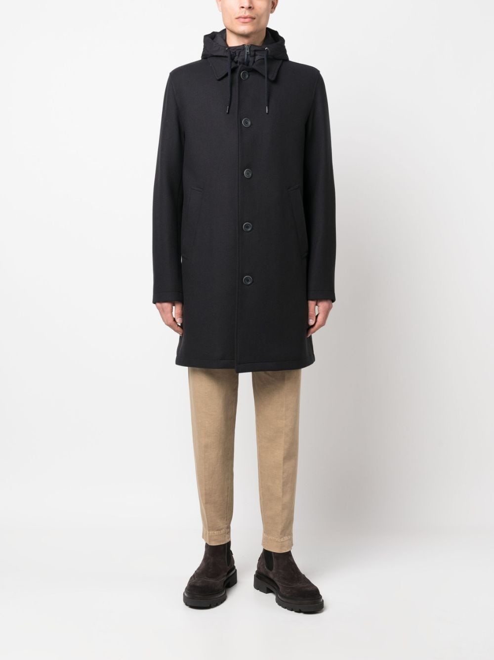 wool-blend hooded parka coat - 2