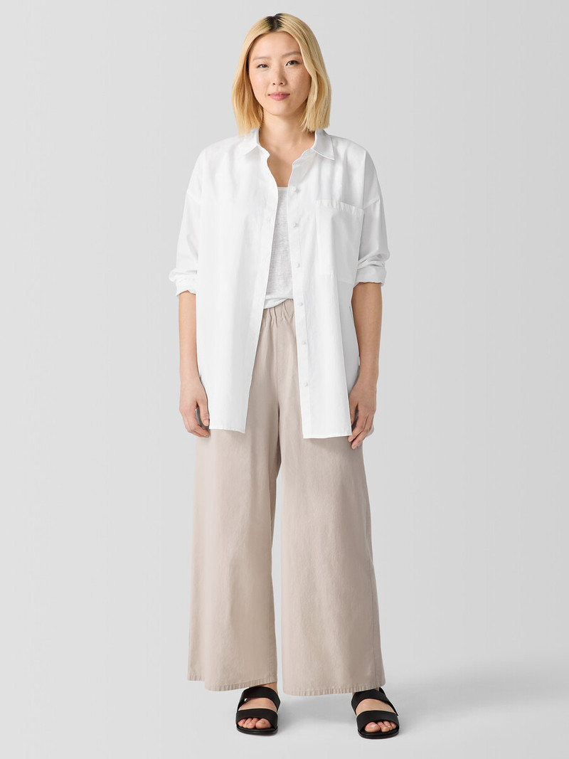 Washed Organic Cotton Poplin Classic Collar Long Shirt 7