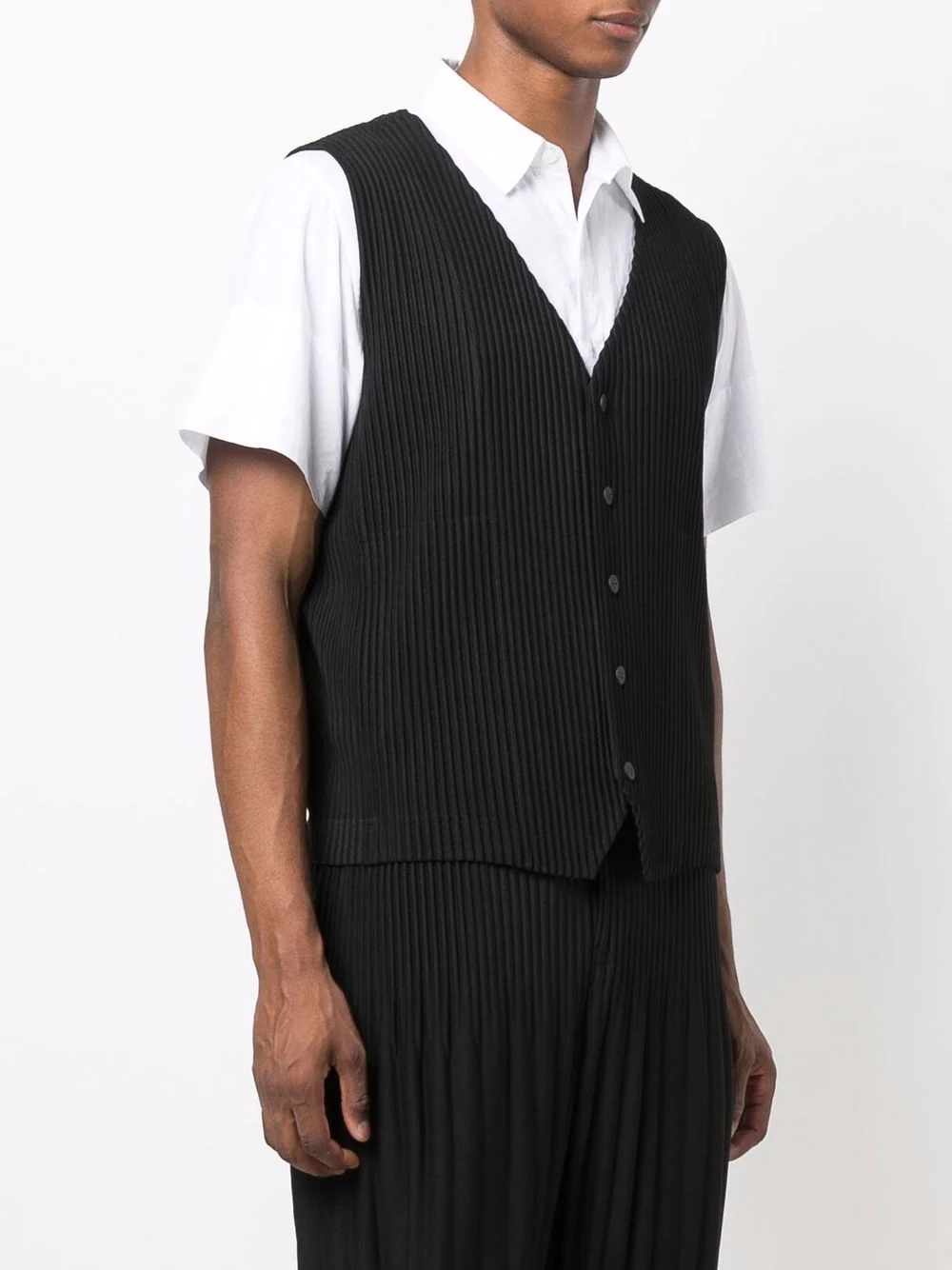 plissé-effect waistcoat - 3