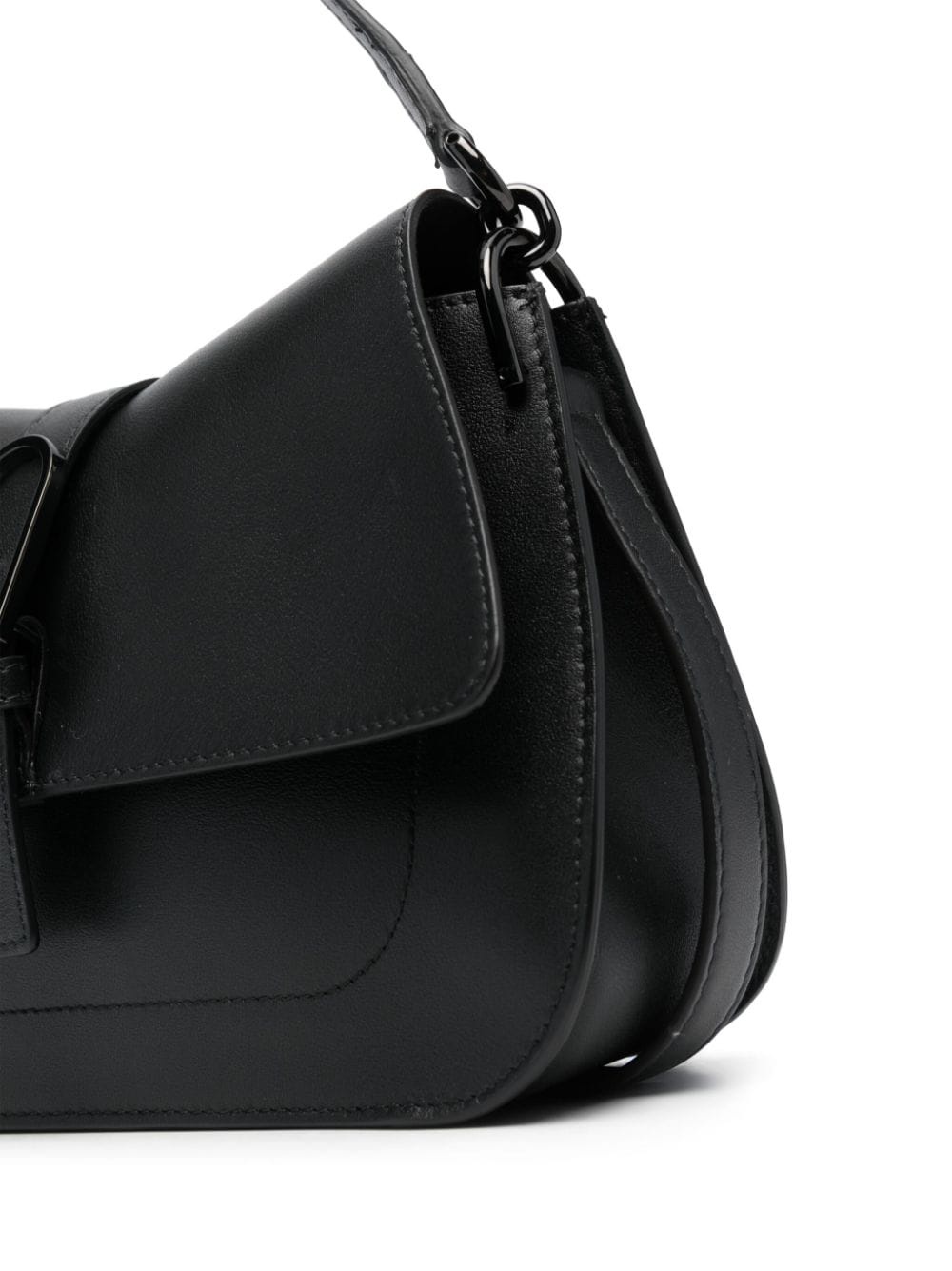 logo-plaque leather shoulder bag - 4