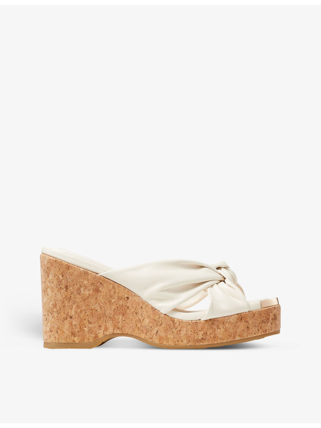 Avenue knot-embellished leather wedge sandals - 1