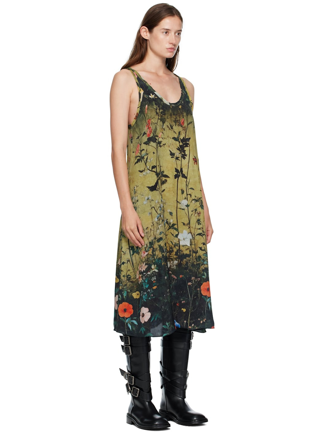 Yellow & Black Tank Midi Dress - 2
