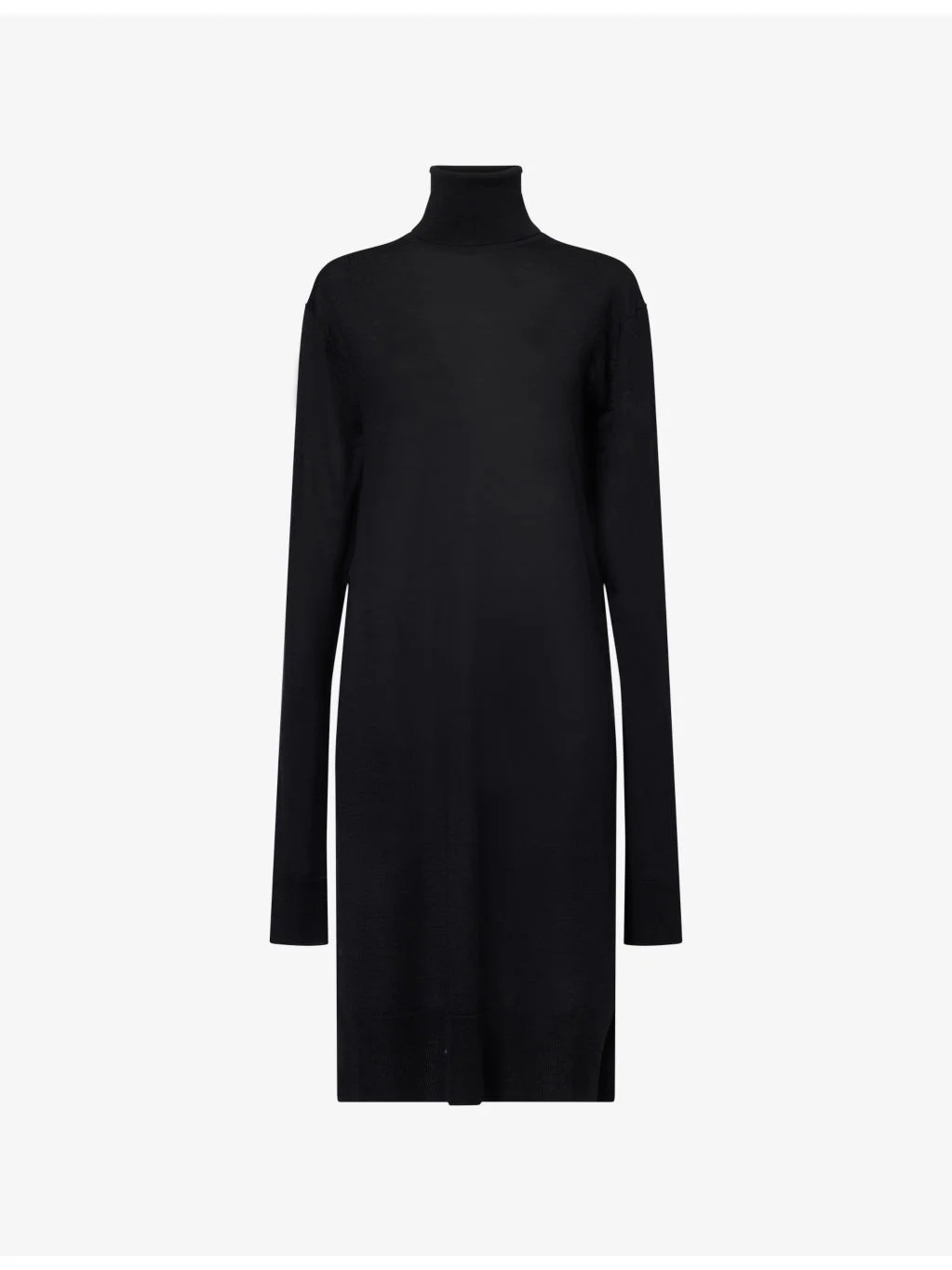 Turtleneck Long-Sleeves Wool And Silk Midi Dress - 1