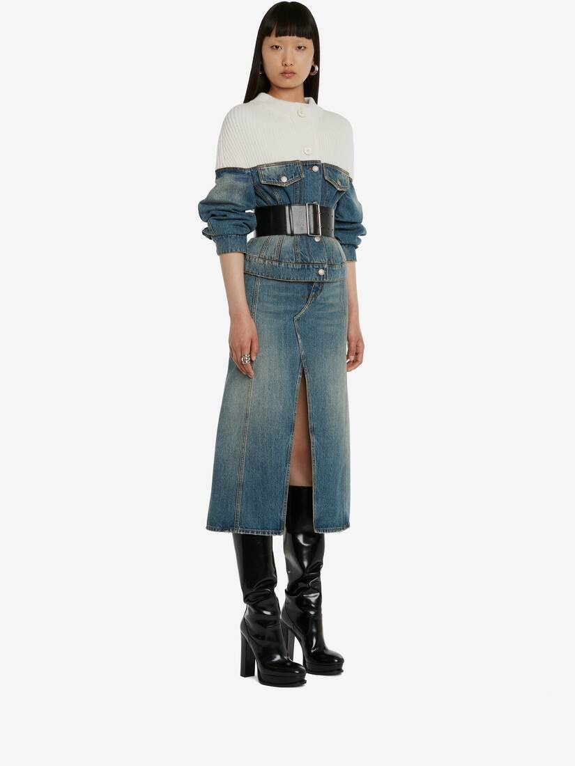 Women's Hybrid Denim Jacket in Blue/ivory - 3