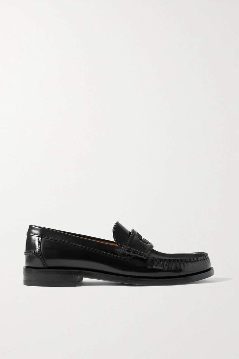Cutout glossed-leather loafers - 1