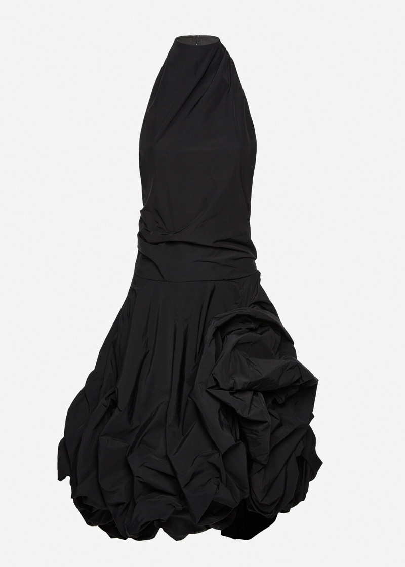 High-neck dress with adjustable skirt in black 1