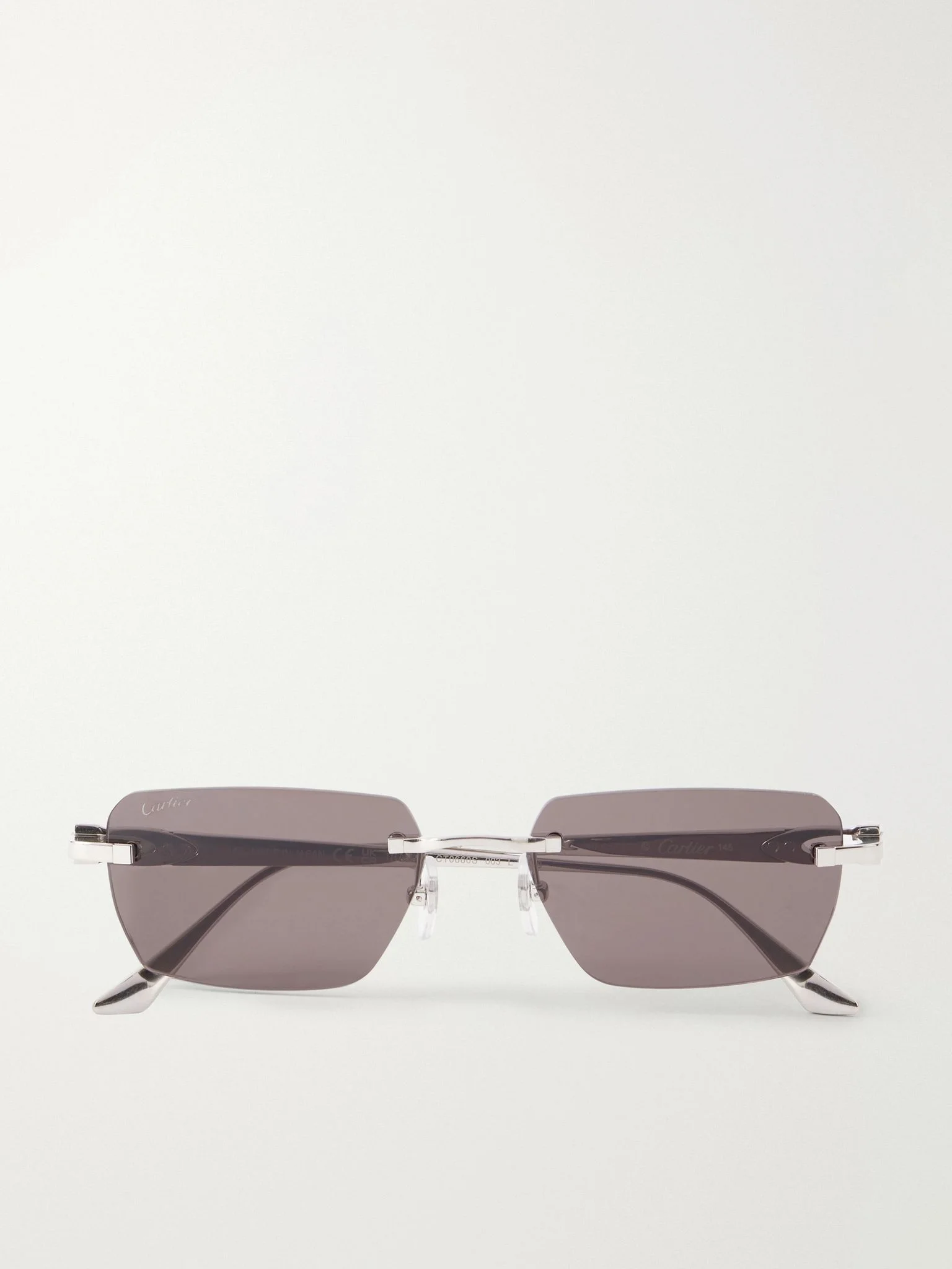 Motif de Cartier Square-Frame Silver-Tone Titanium Sunglasses Silver - 1