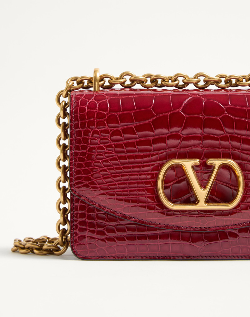 VALENTINO GARAVANI VAIN SMALL SHOULDER BAG IN CROCODILE LEATHER 8