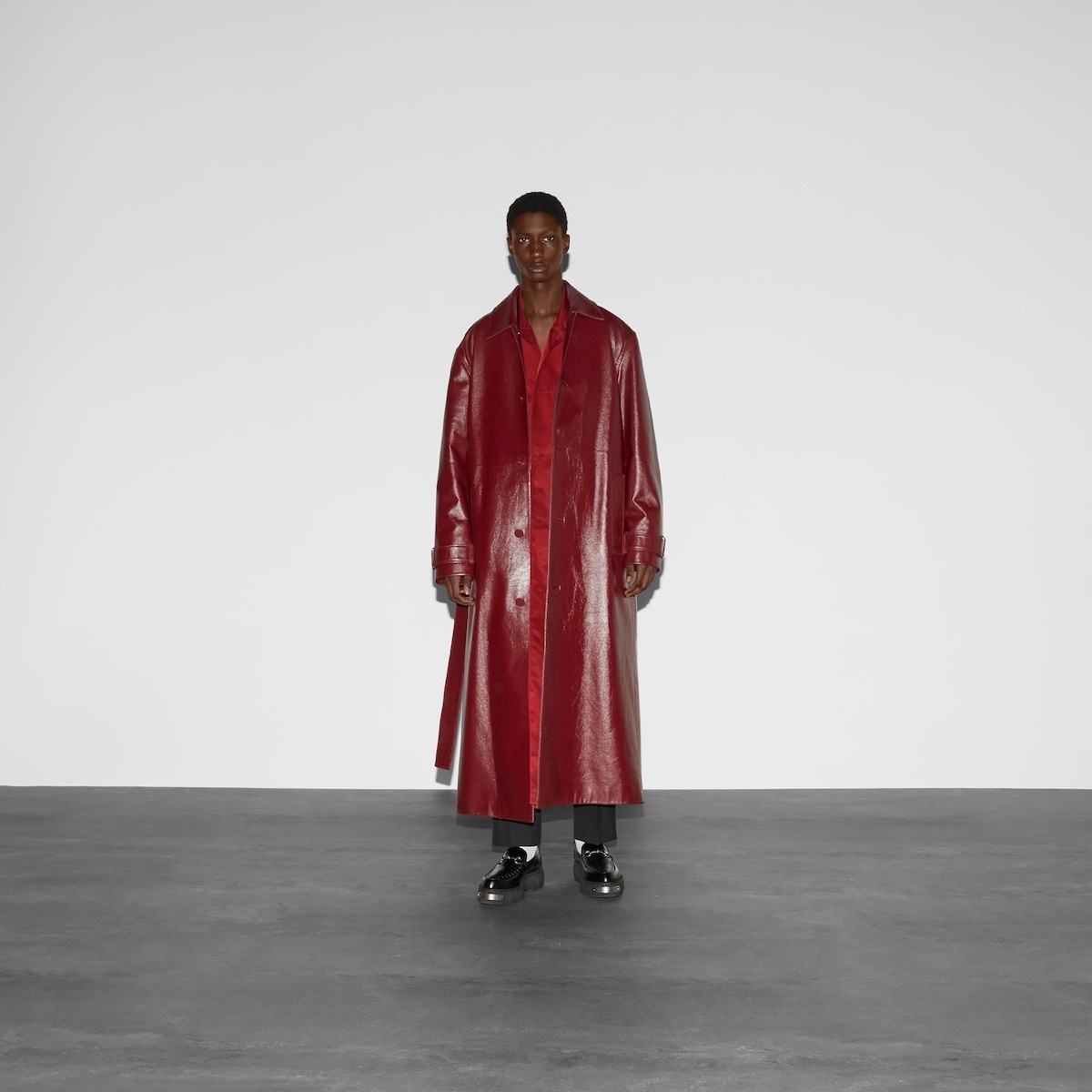 Shiny leather trench coat - 2