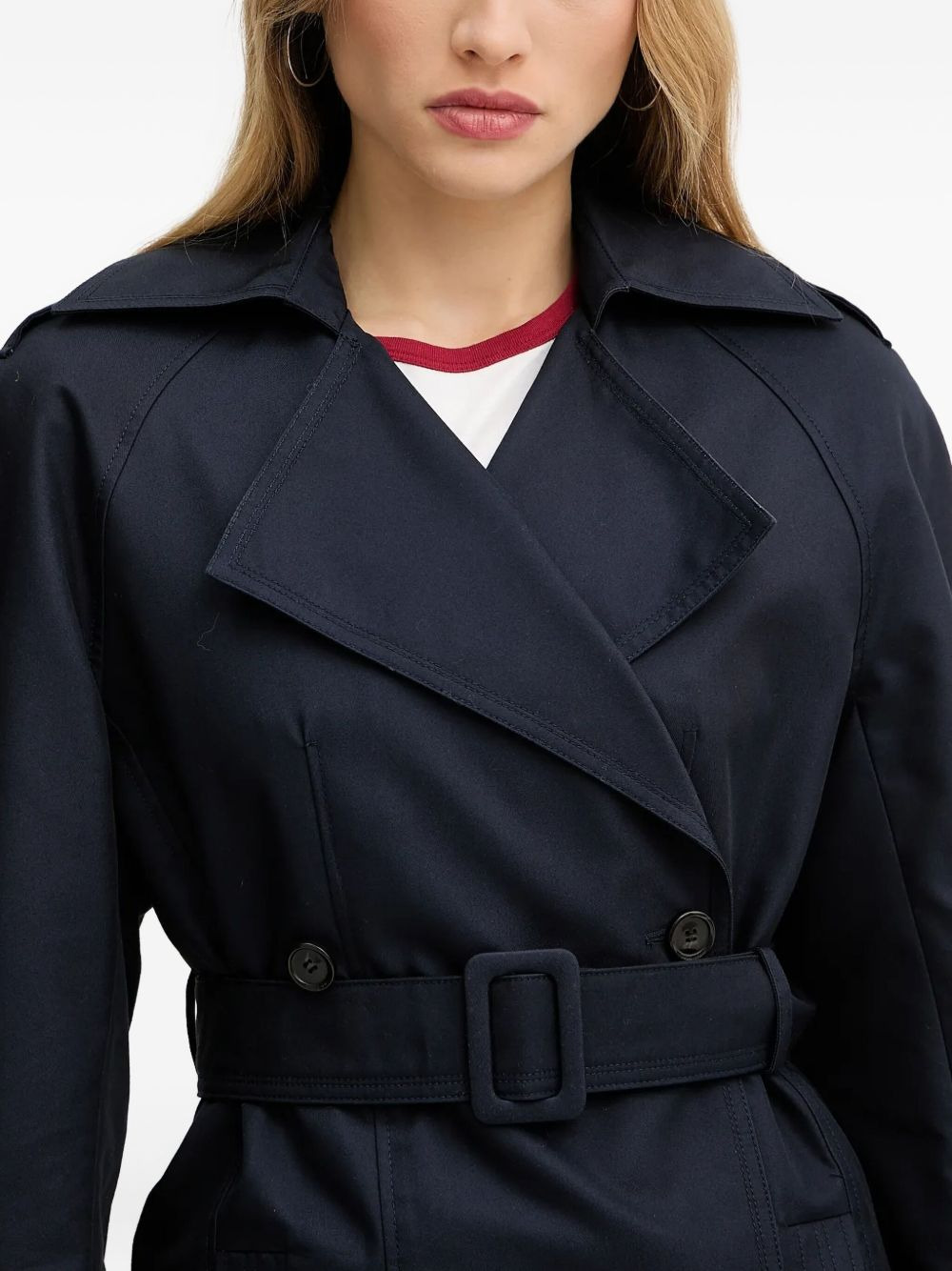 belted double-breasted trench coat - 4