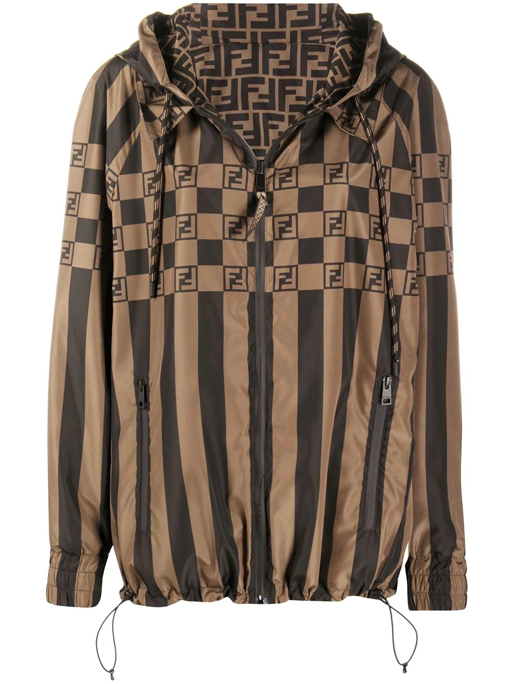 stripe-pattern logo-print jacket - 1