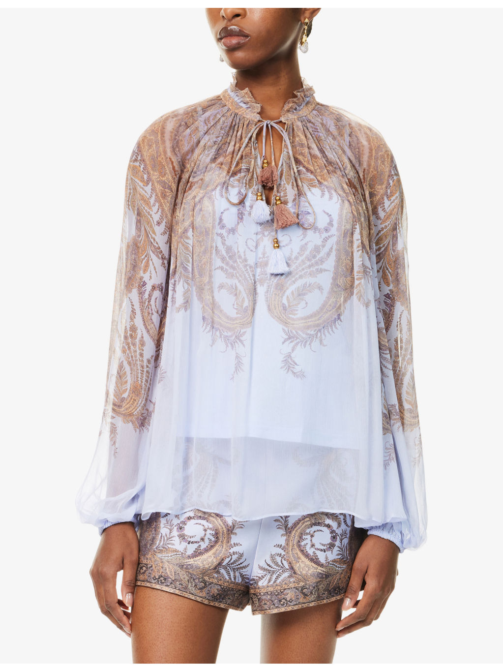 Billow Printed Chiffon Blouse - 3