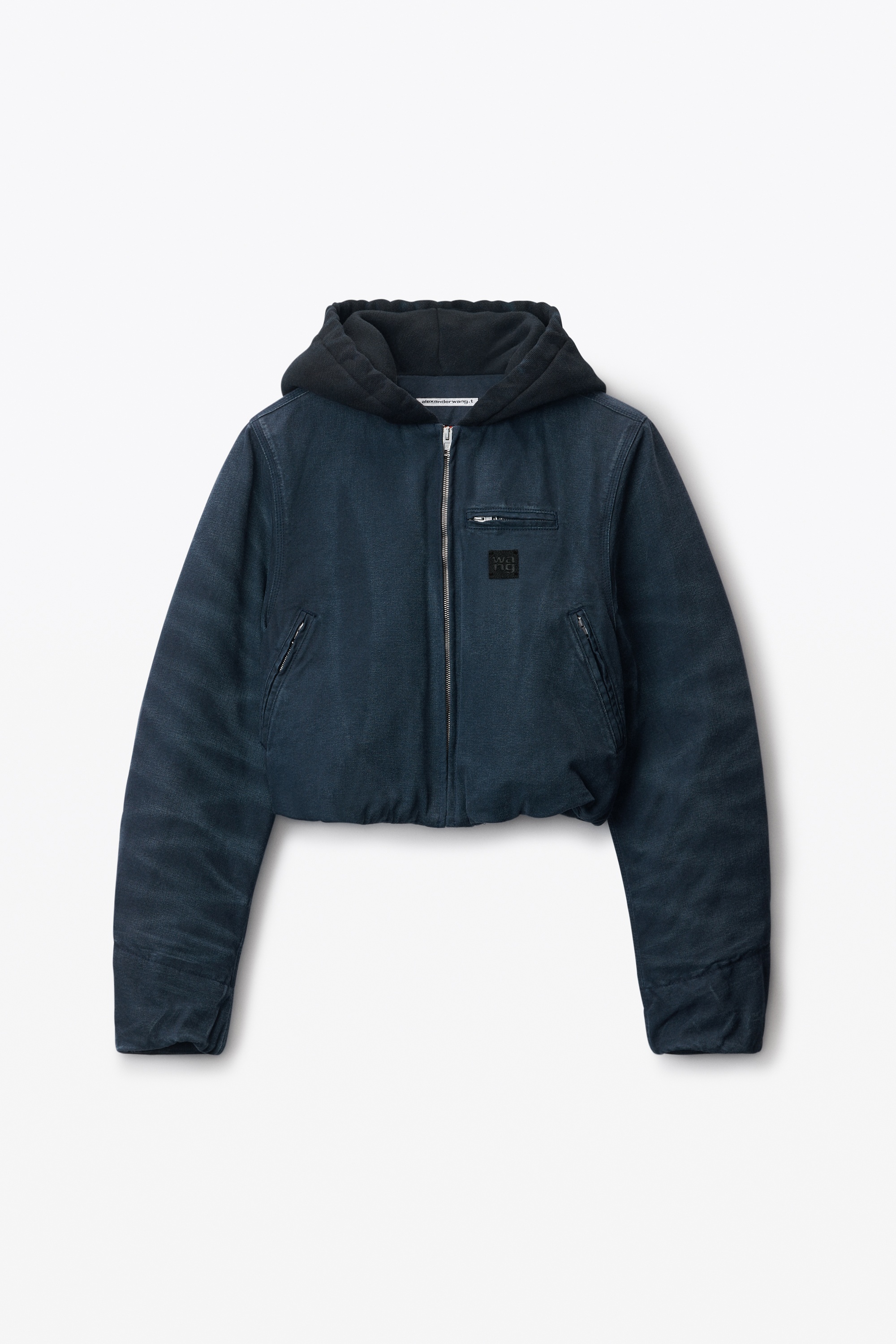 padded zip-up hoodie jacket in cotton canvas - 1