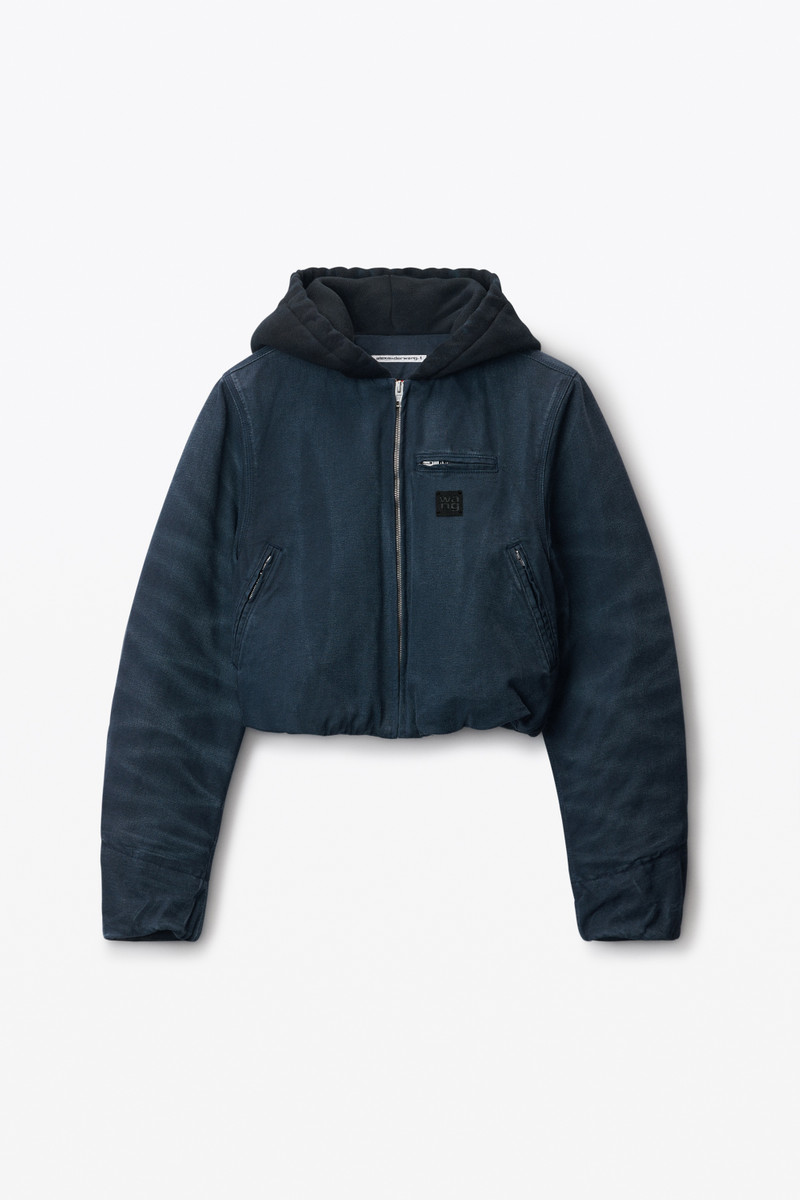 padded zip-up hoodie jacket in cotton canvas 1