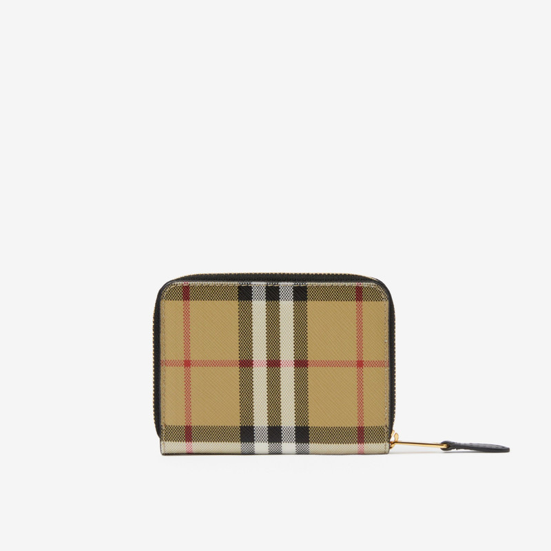 Vintage Check and Leather Zip Wallet 3