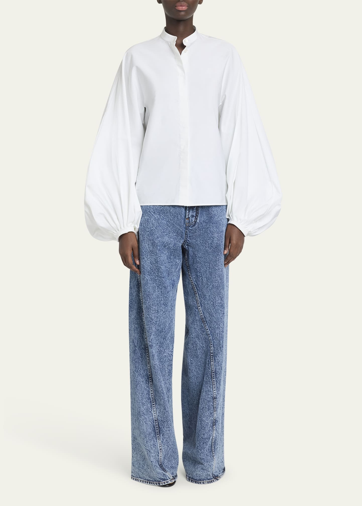Puff Sleeve Button Down Blouse - 2