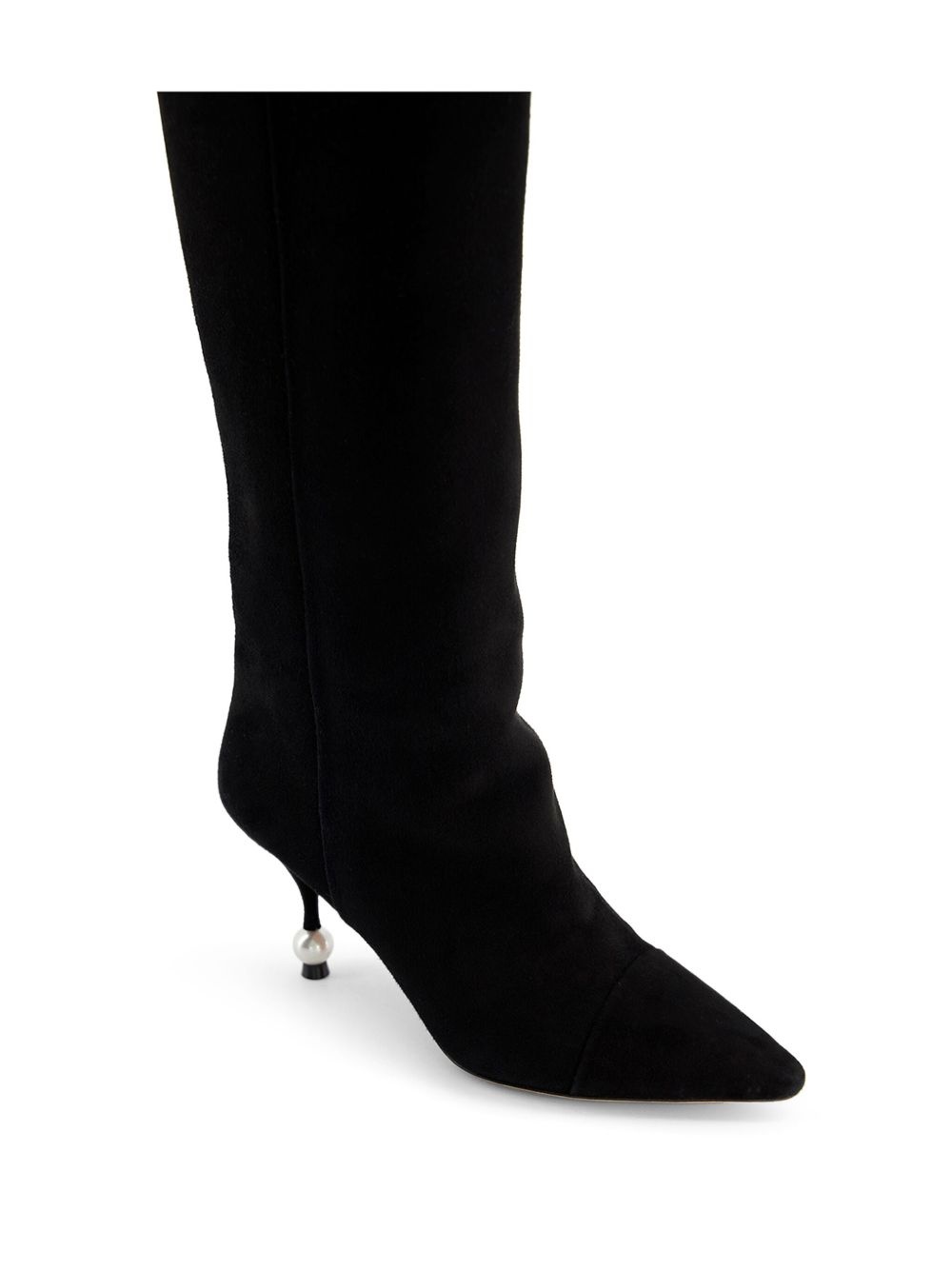 pearl-heel suede boots - 2