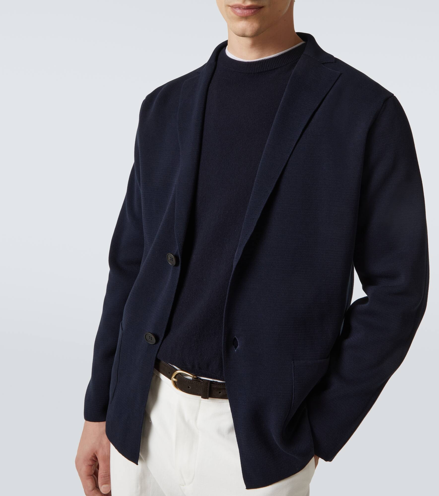 Knitted cotton crêpe blazer - 5