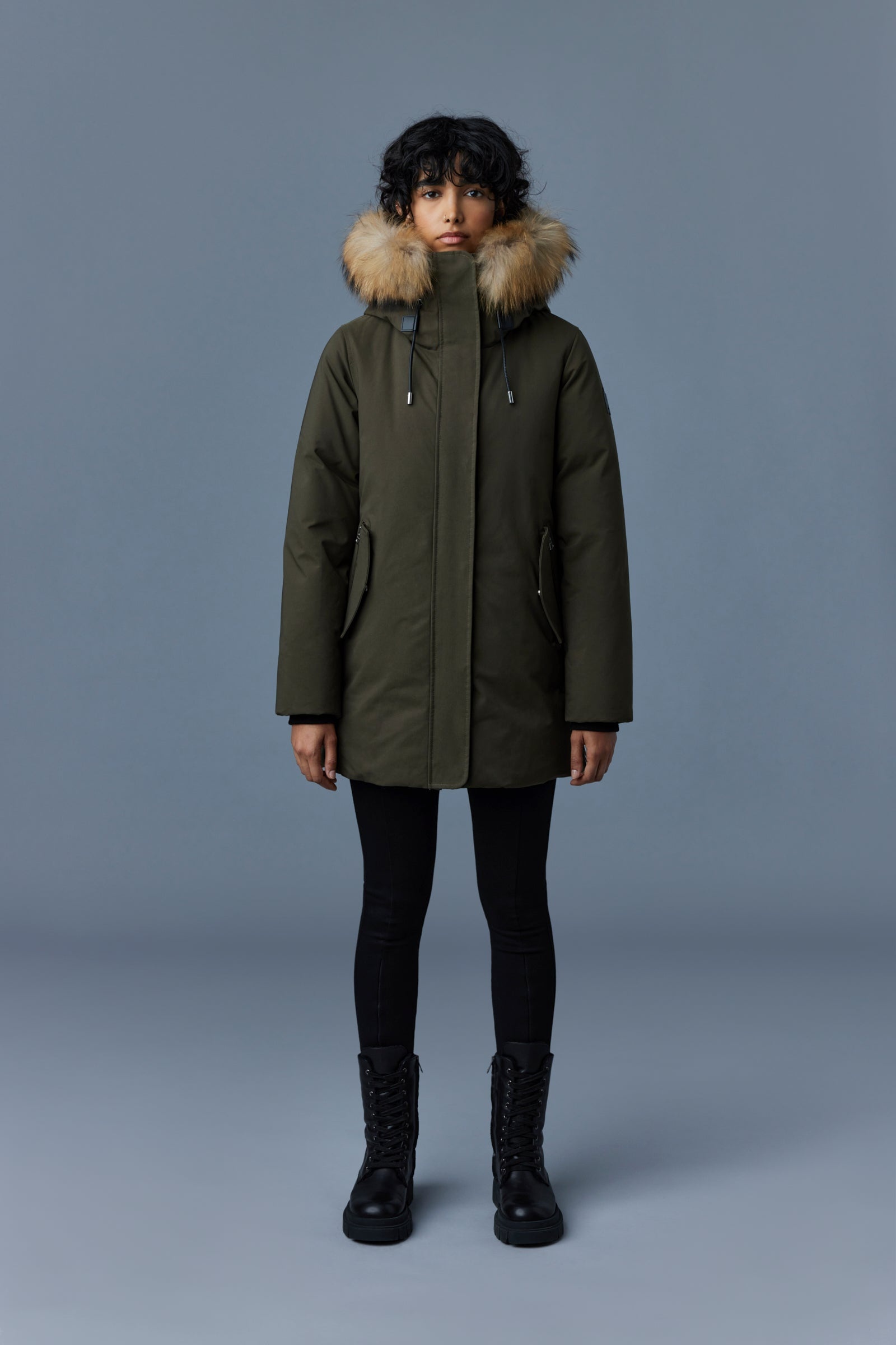 KINSLEE 2-in-1 oversized down parka with bib and natural fur - 2