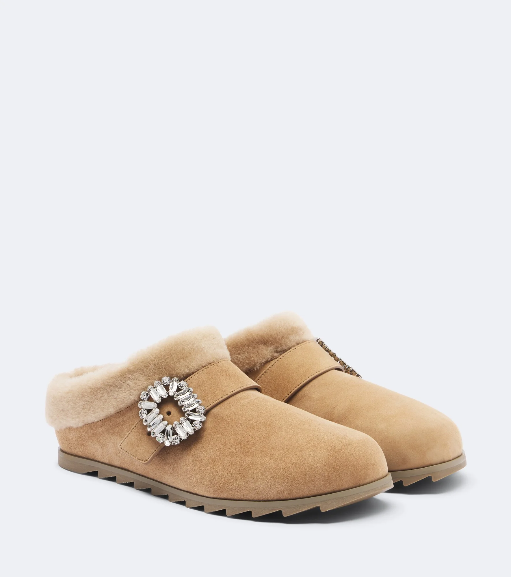 Slidy Viv' shearling-lined suede mules - 1