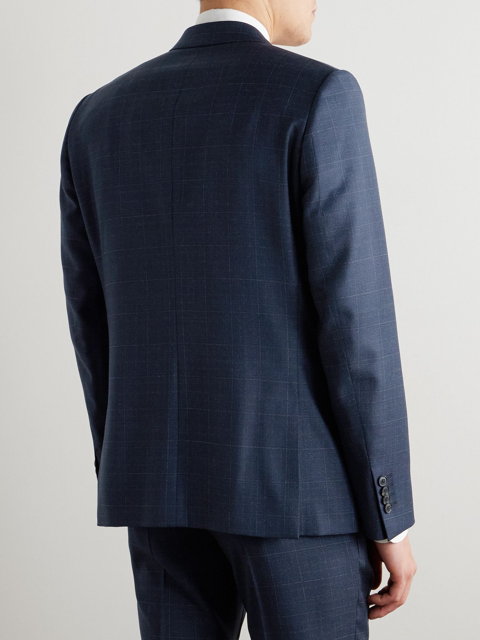 Soho Prince of Wales Checked Wool Suit Jacket Navy - 3