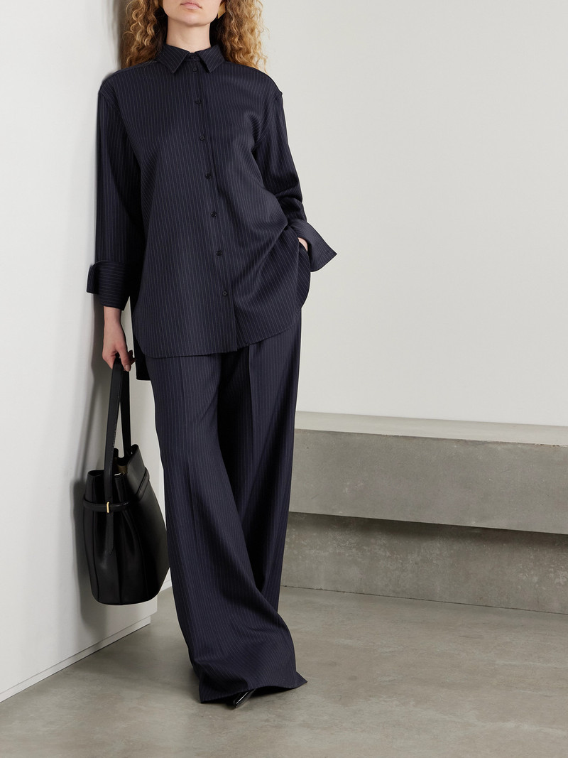 Another Tomorrow Pinstriped Wool-blend Shirt outlook