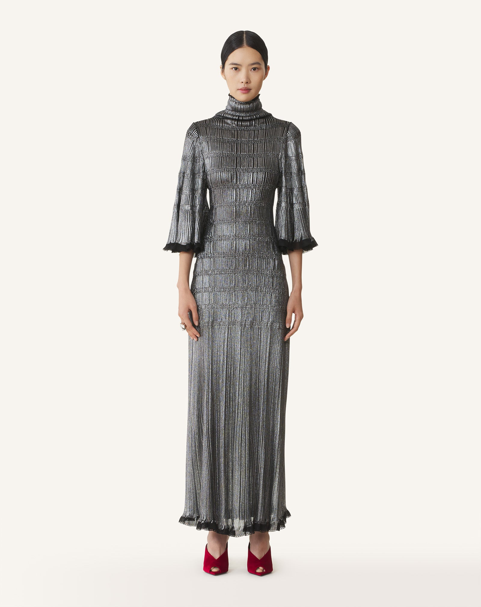 FUNNEL-NECK MIDI DRESS - 2