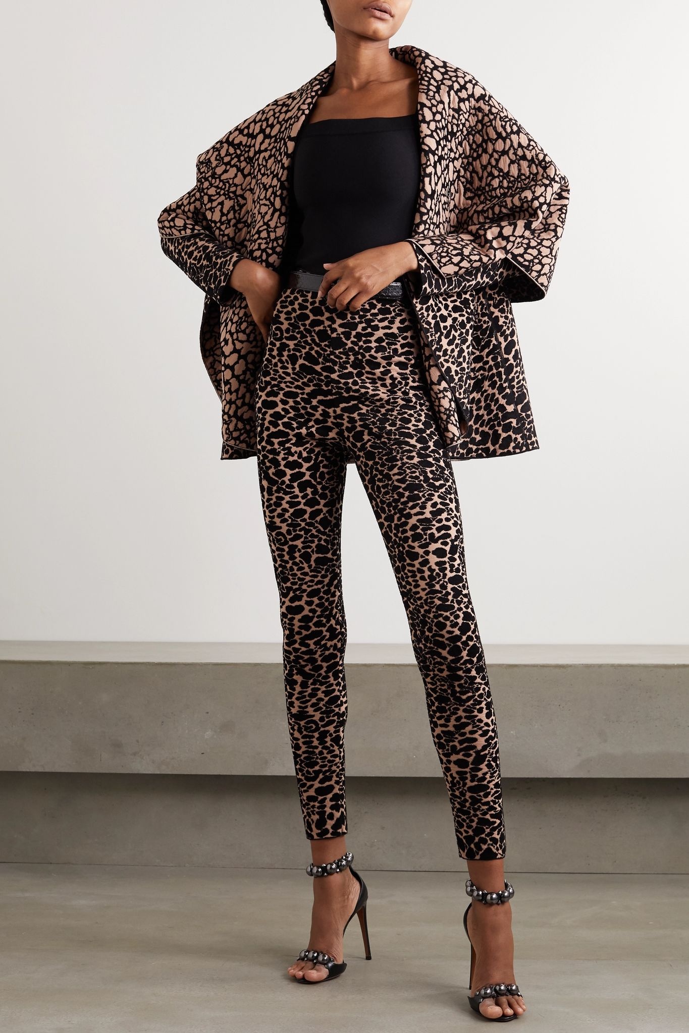 Draped leopard jacquard-knit jacket - 2