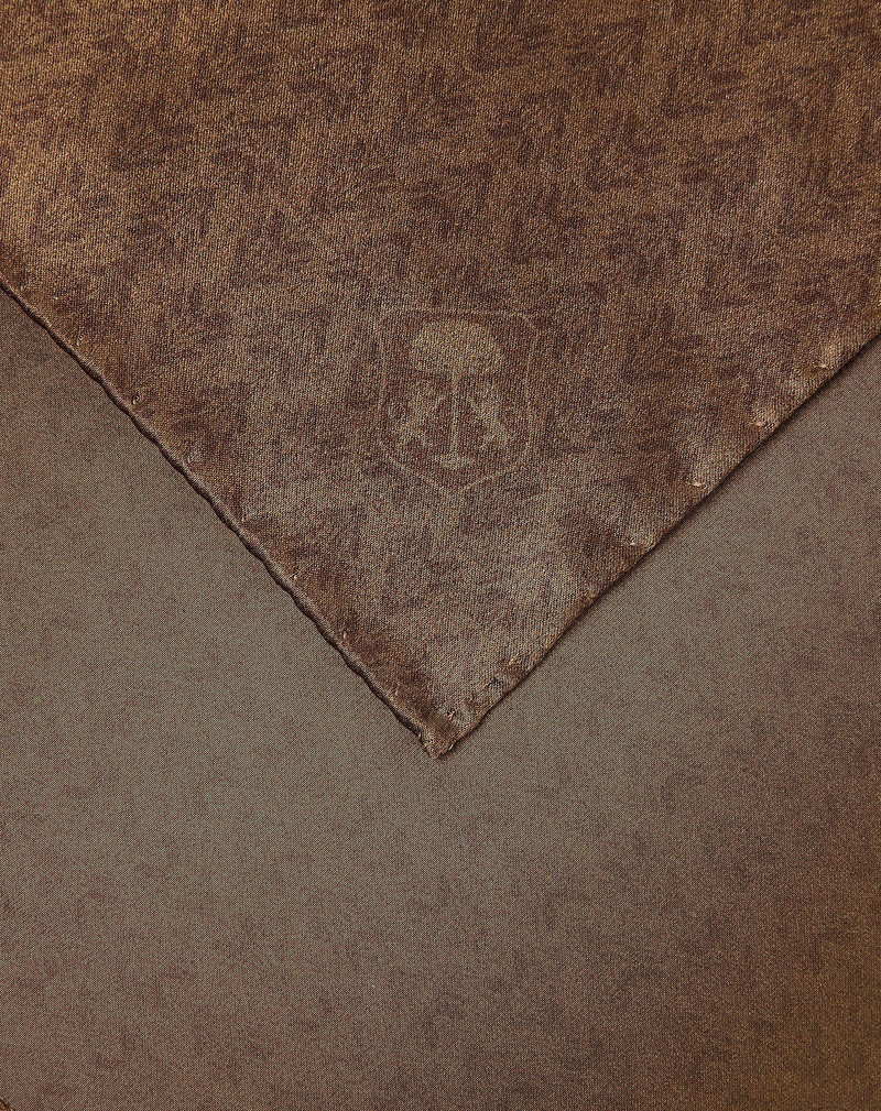 Brown pure silk pocket square with floral print 3