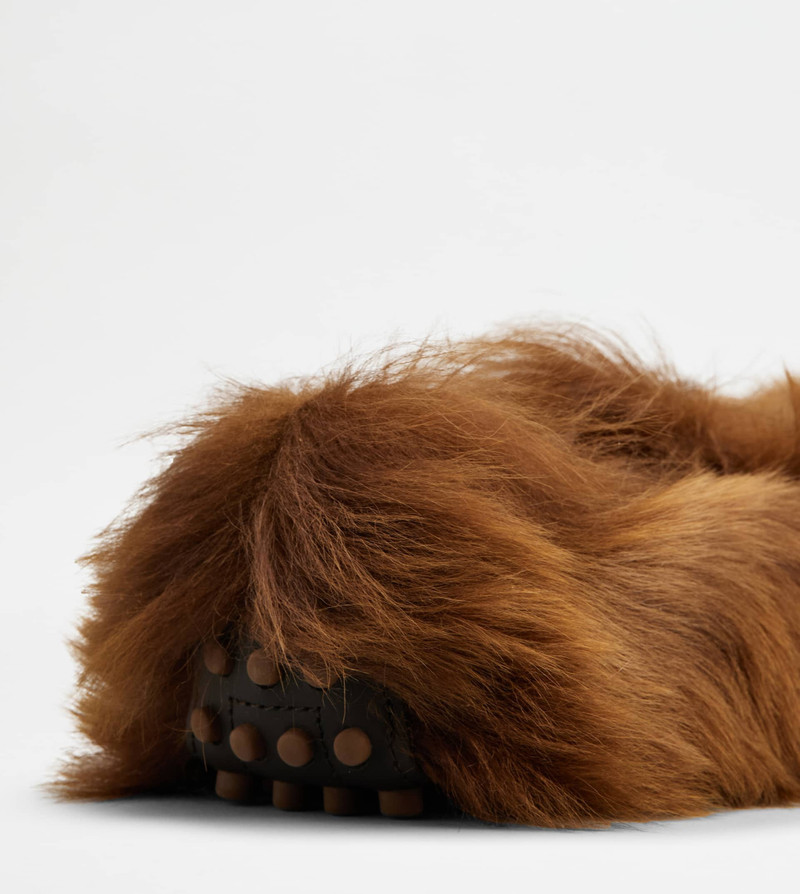 GOMMINO DRIVING SHOES IN FUR - BROWN 6