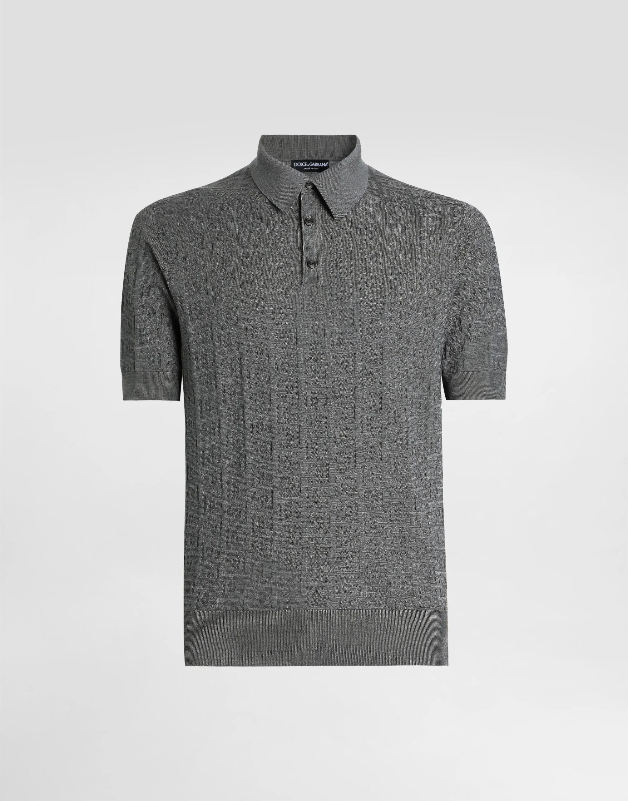 Silk polo-shirt with all-over DG logo embroidery - 1