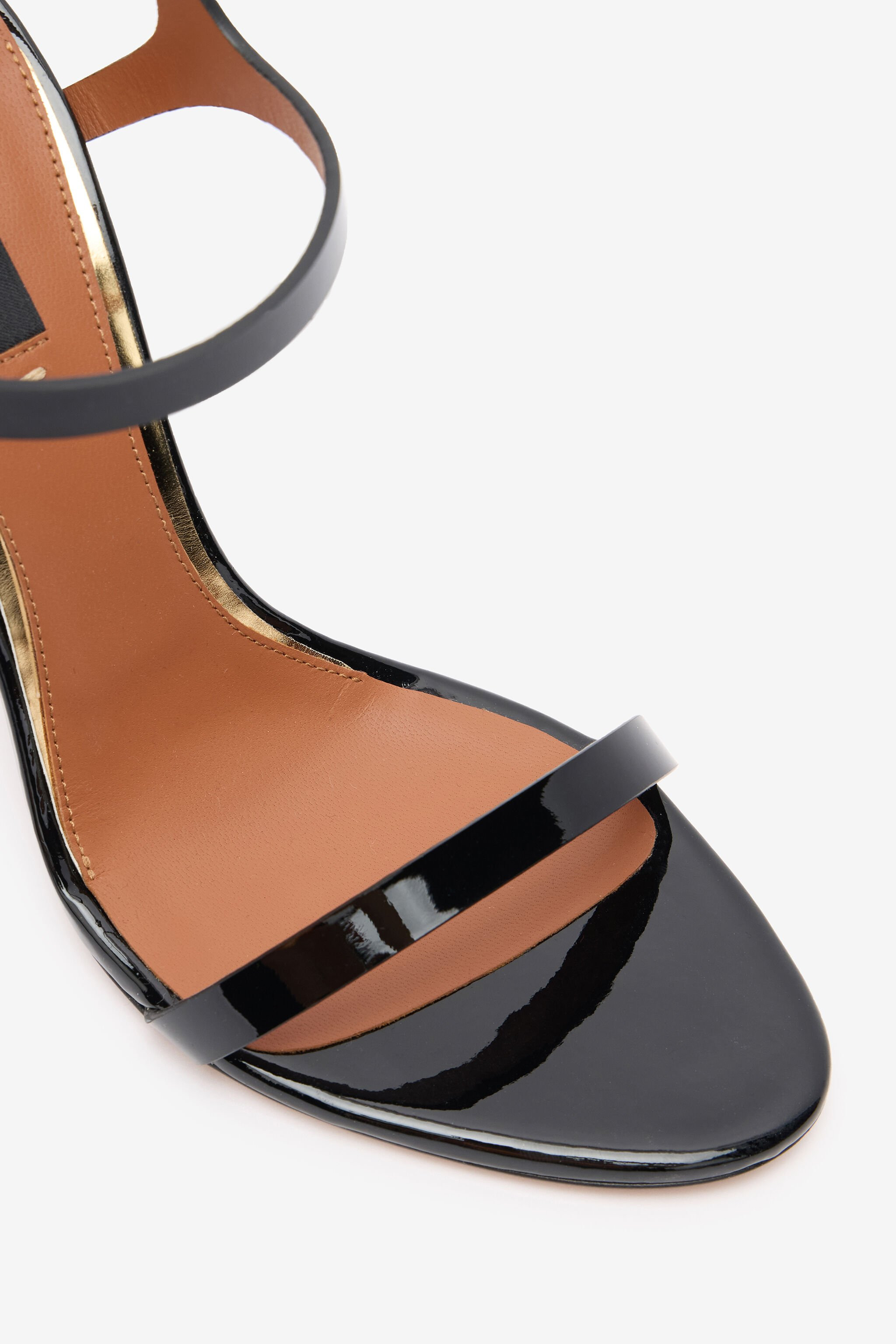 Black Patent Leather Sandal With RC Monogram - 5
