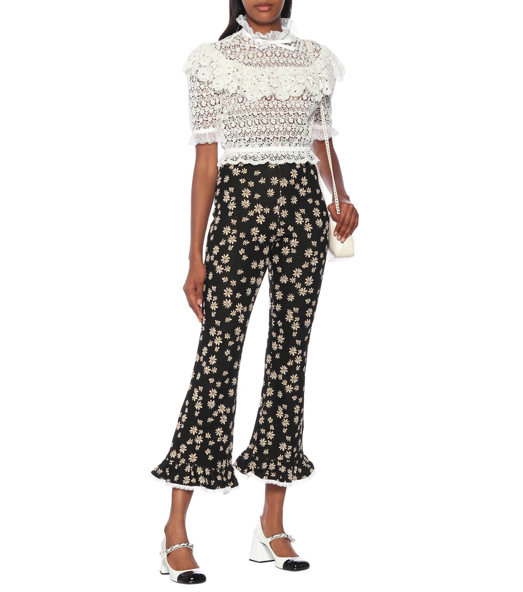 Floral high-rise flared pants - 2