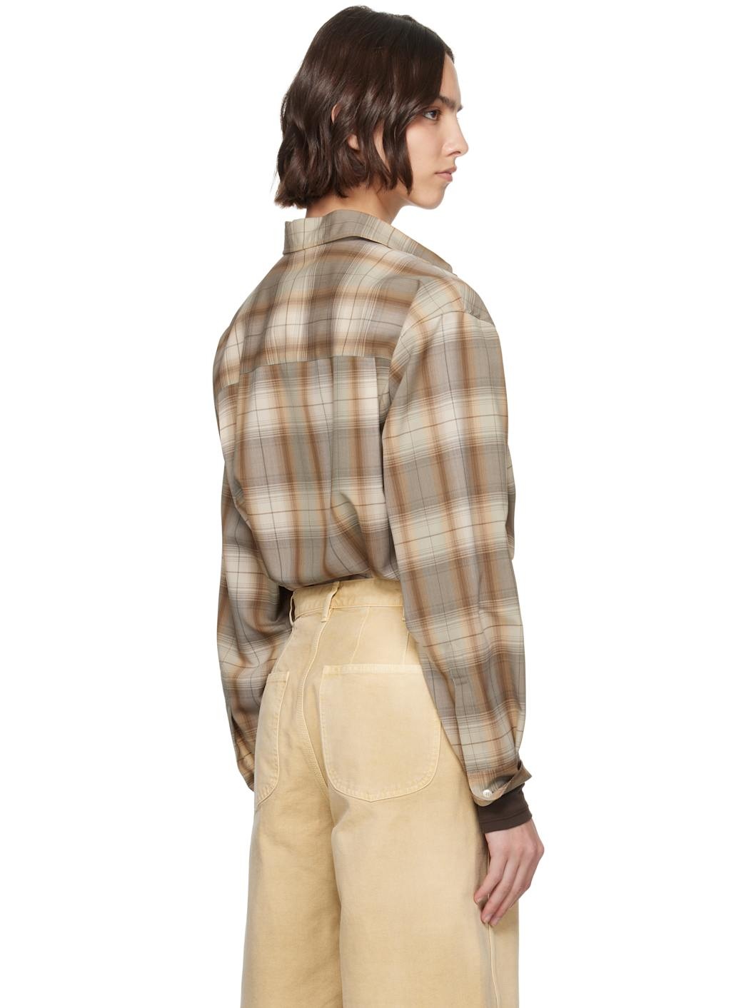 Brown & Gray Super Light Wool Check Shirt - 3