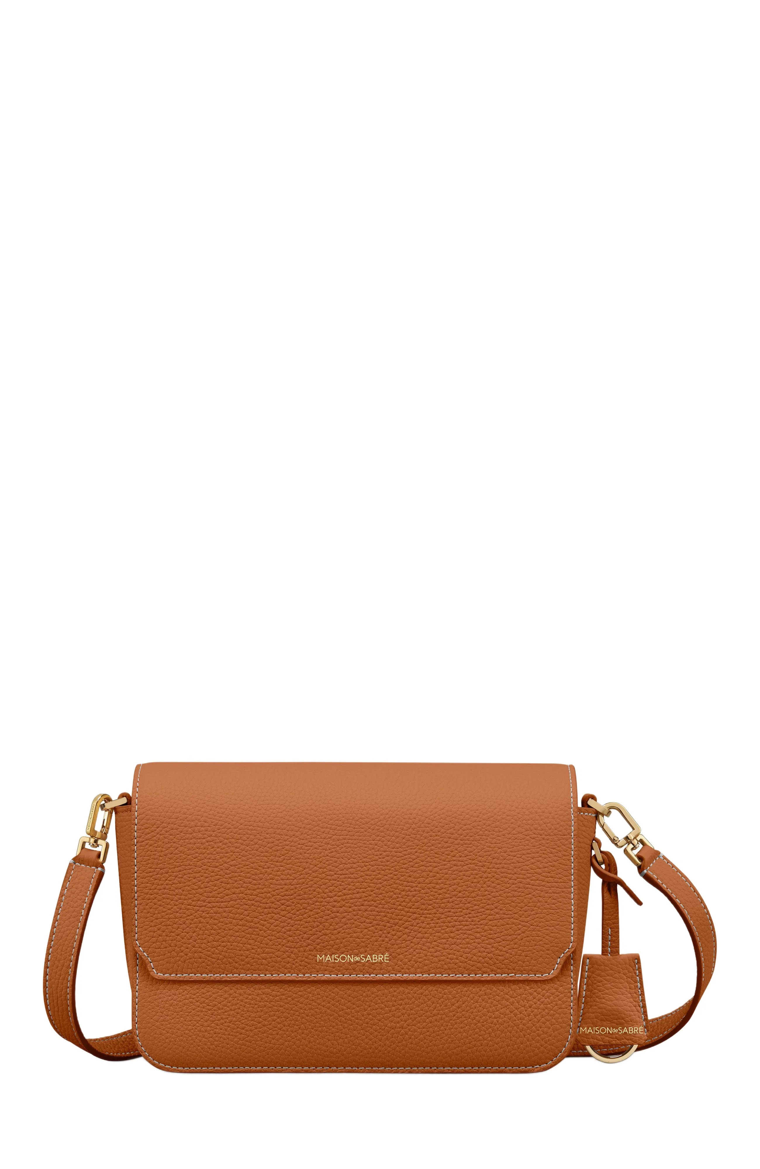 MAISON de SABRÉ Medium Leather Flap Bag in Pecan Brown at Nordstrom - 1
