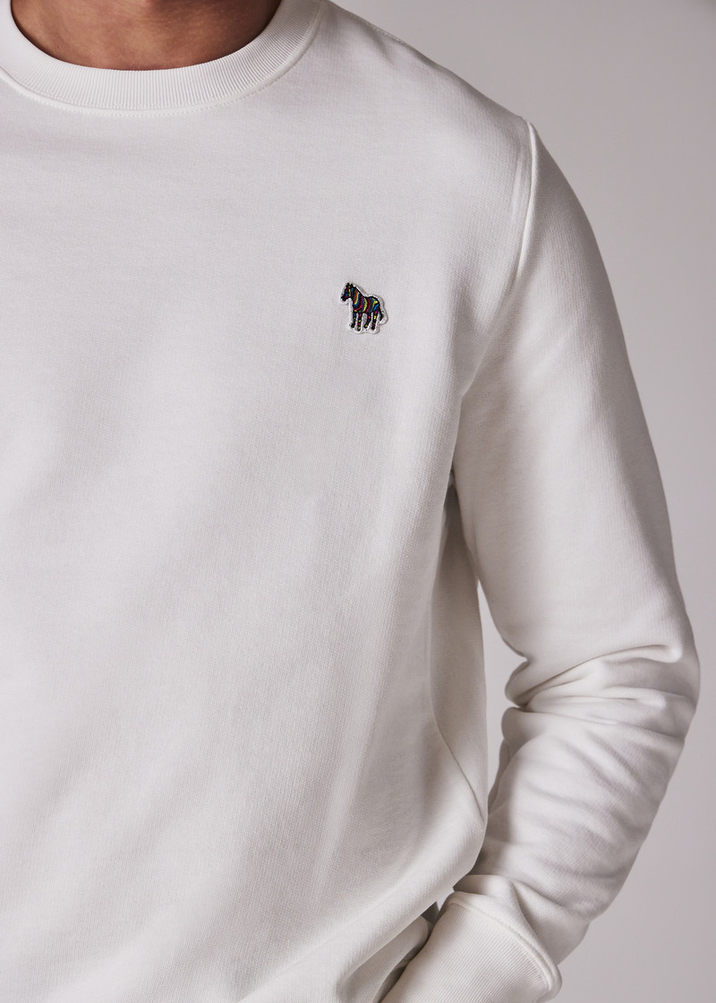 Ecru Organic Cotton 'Zebra' Badge Sweatshirt 5