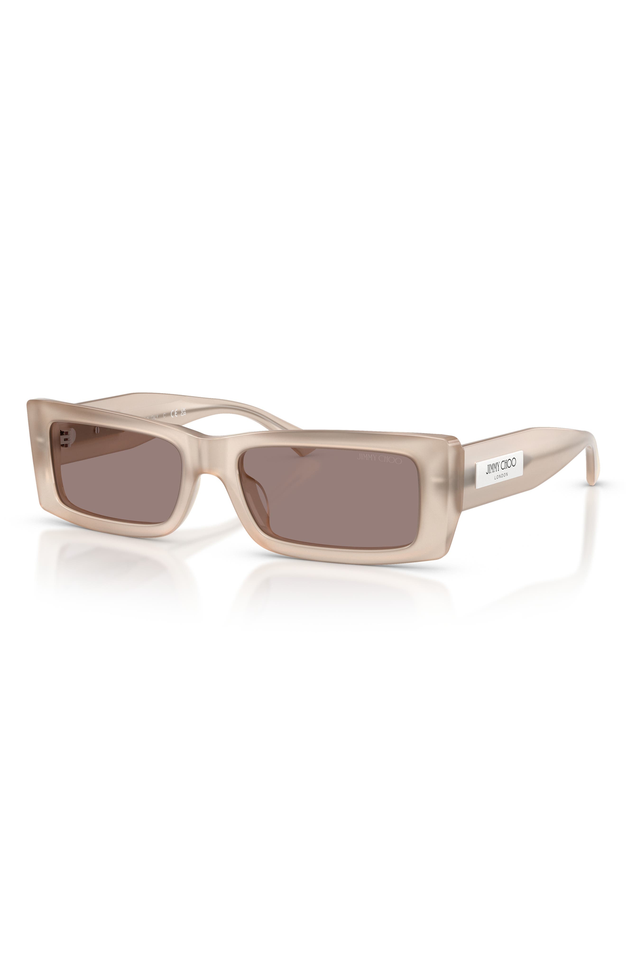 Jimmy Choo Lennon 54mm Polarized Rectangular Sunglasses in Opal Taupe/Purple Brown at Nordstrom - 2