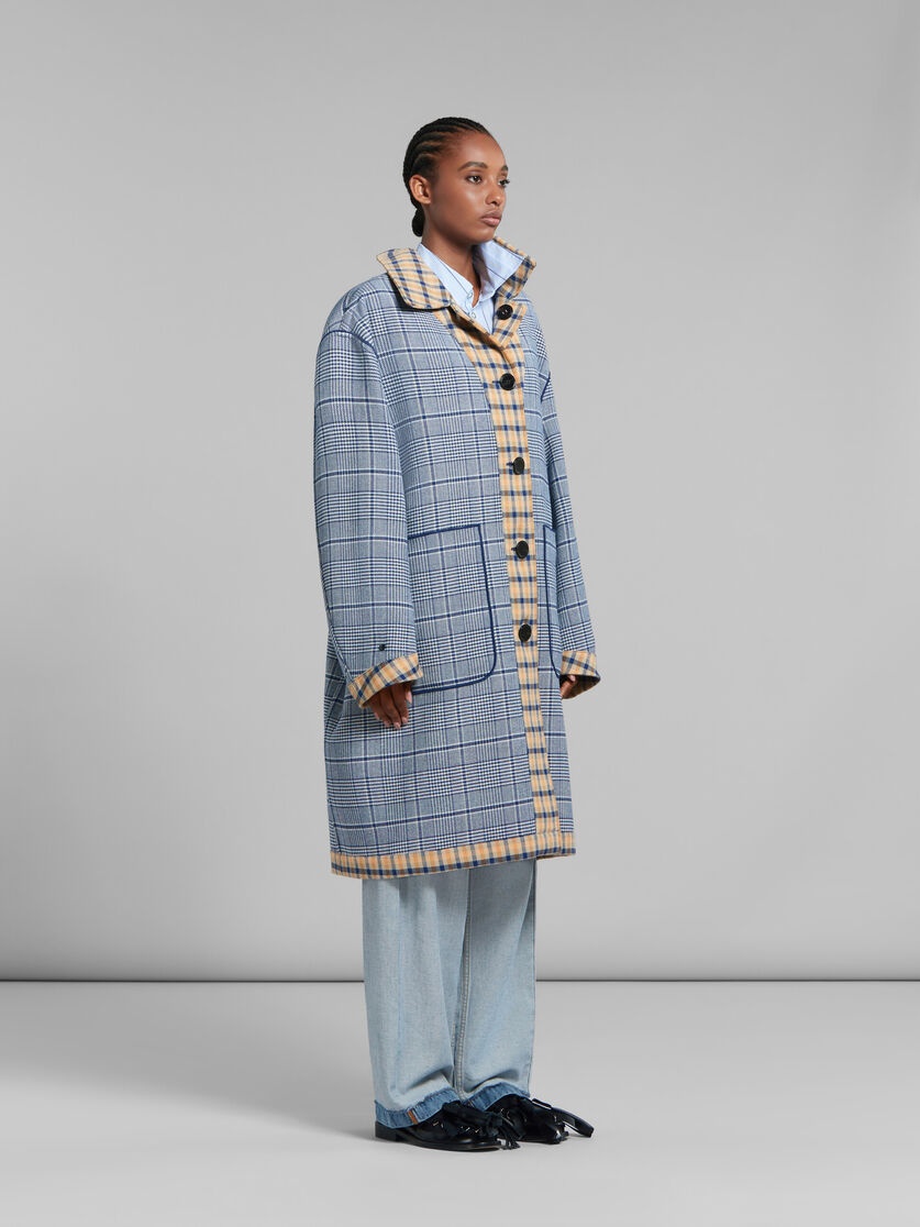 コート MARNI Reversible wool coat with check pattern MARNI Wool Checkered Reversible Coat (Cornflower) – CNCPTS