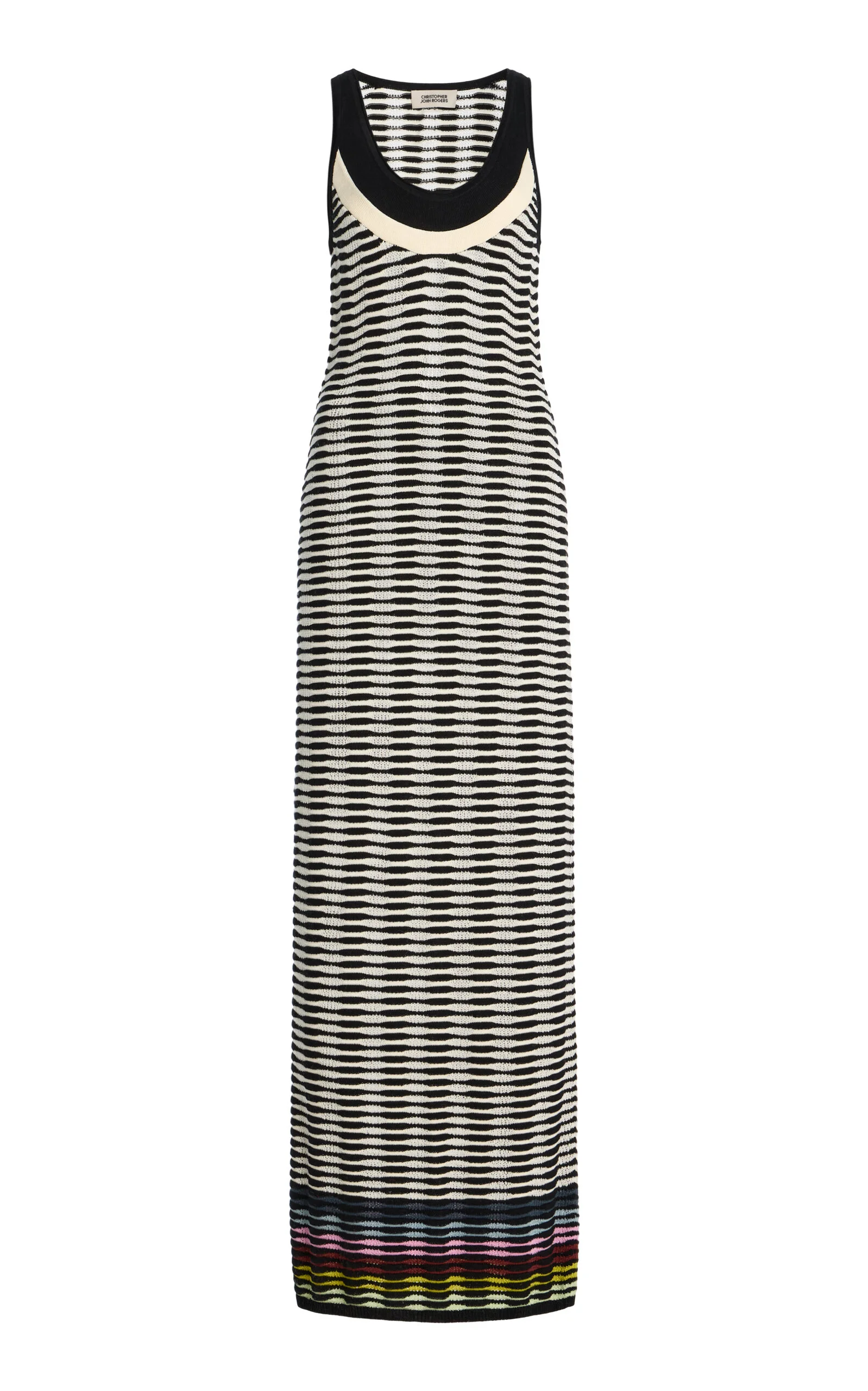 Wave Knit Cotton Maxi Tank Dress black/white - 1