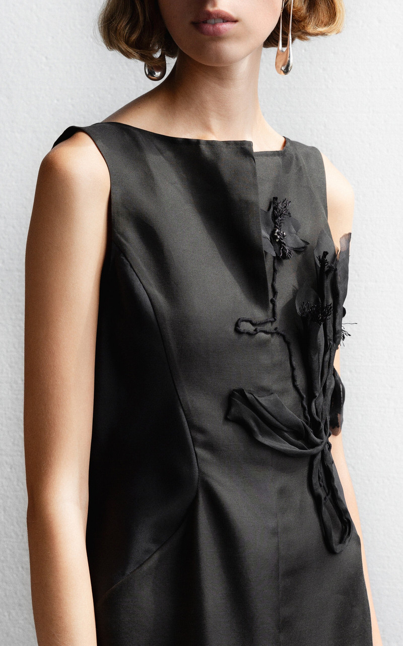 Dove Atelier Silk-Wool Twill Midi Dress black 3