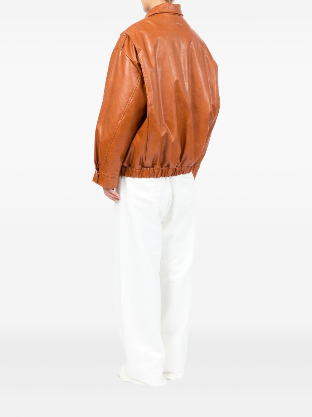 zip-up leather jacket - 5