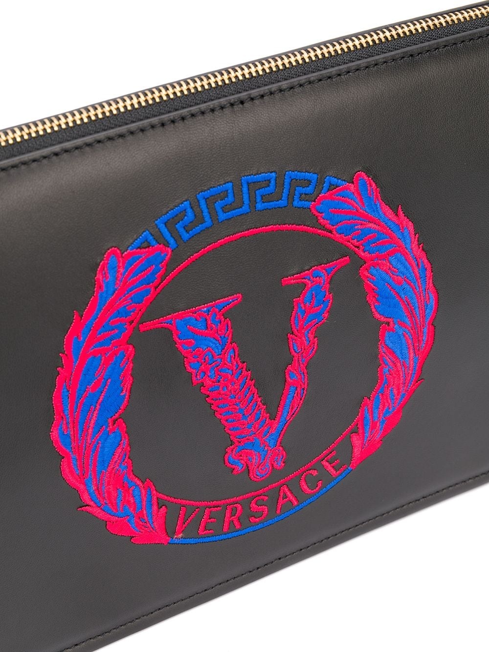 logo-embroidered clutch - 4