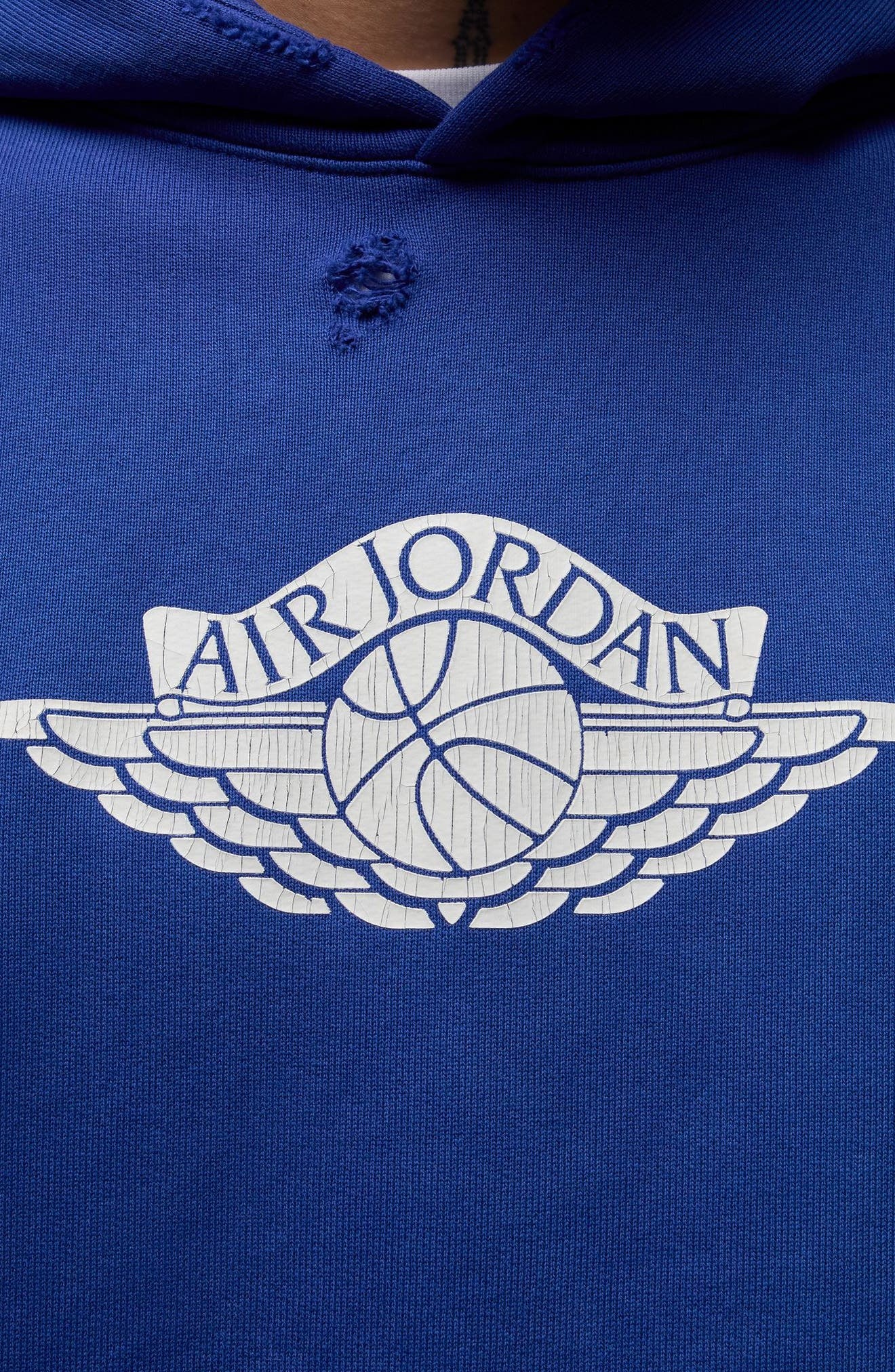 Jordan Rare Air Oversize Distressed Pullover Hoodie in Deep Royal at Nordstrom - 3