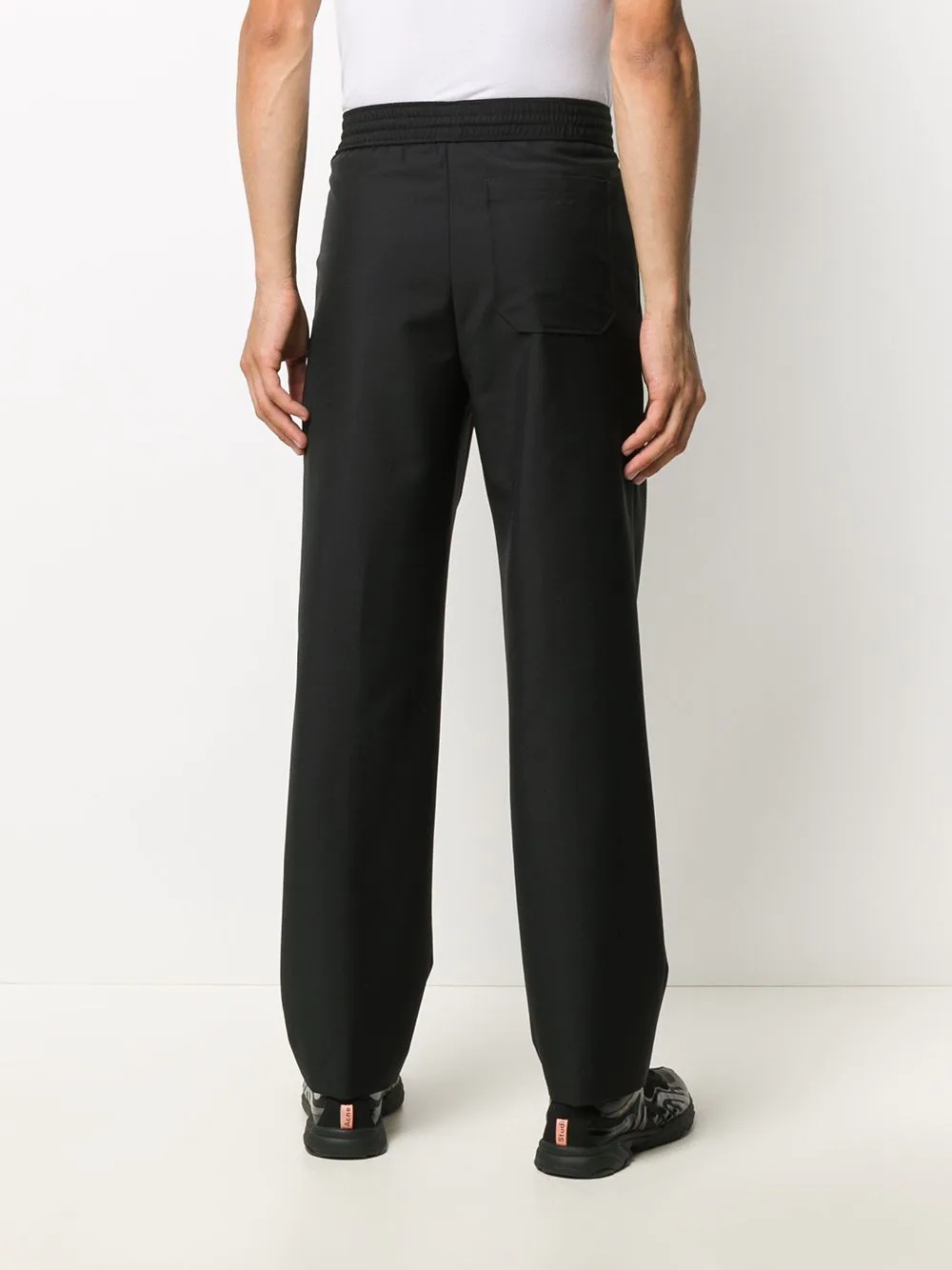 elasticated waistband straight-leg trousers - 4