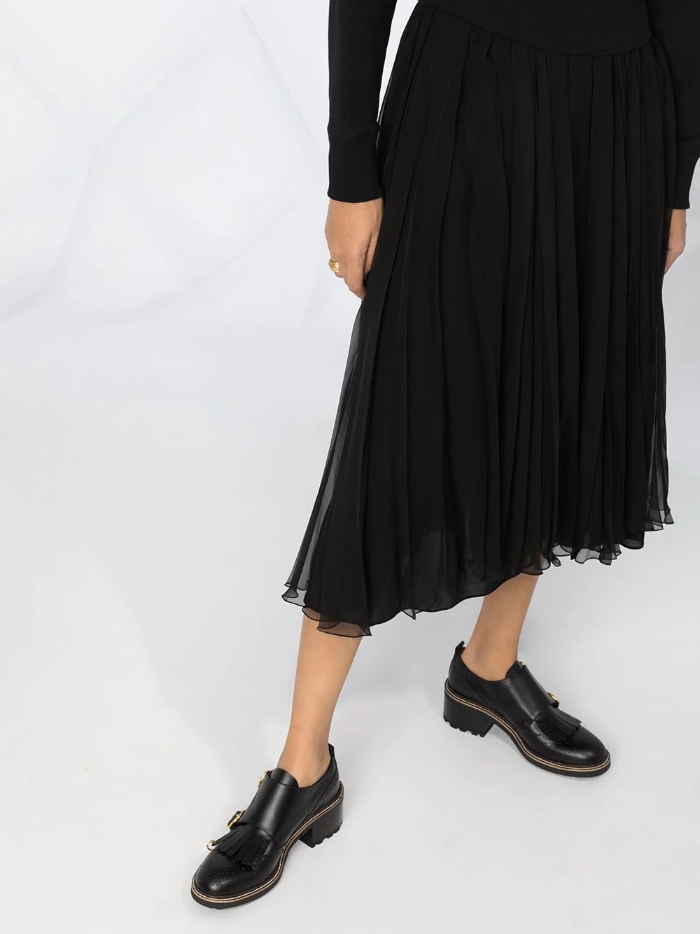 pleated silk midi skirt - 3