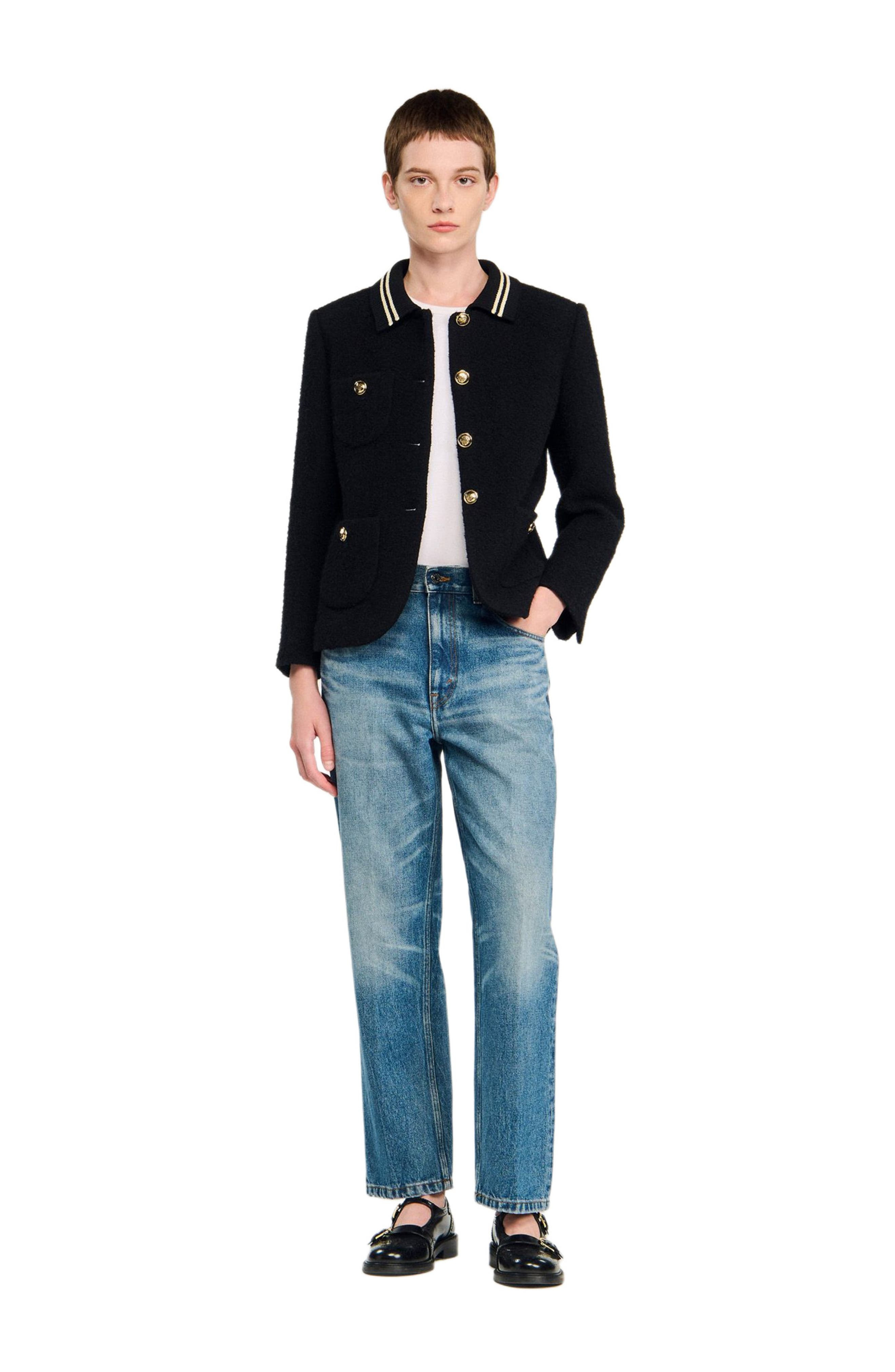 SANDRO Tweed jacket in Black at Nordstrom - 1