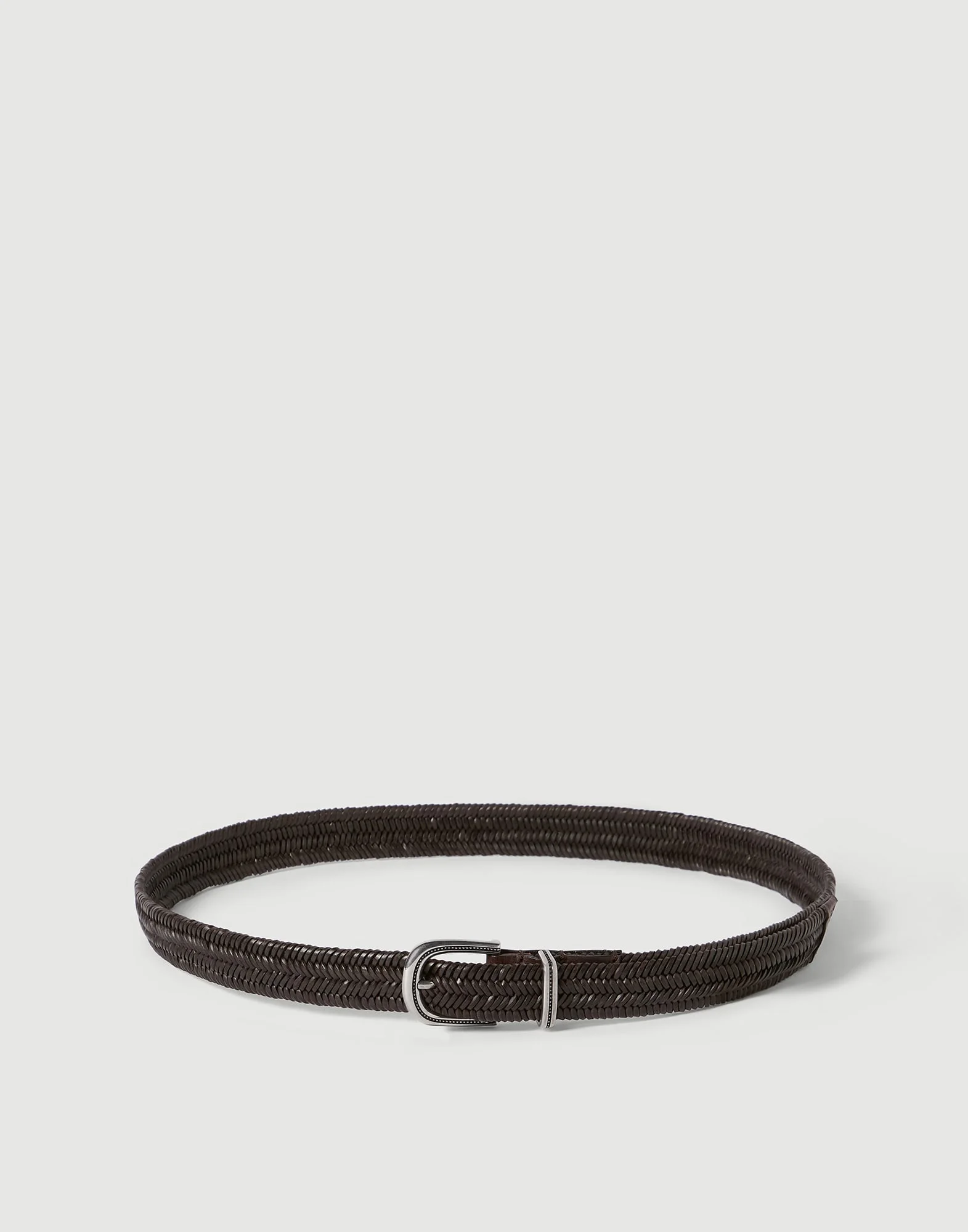 Chevron-effect braided leather belt - 1