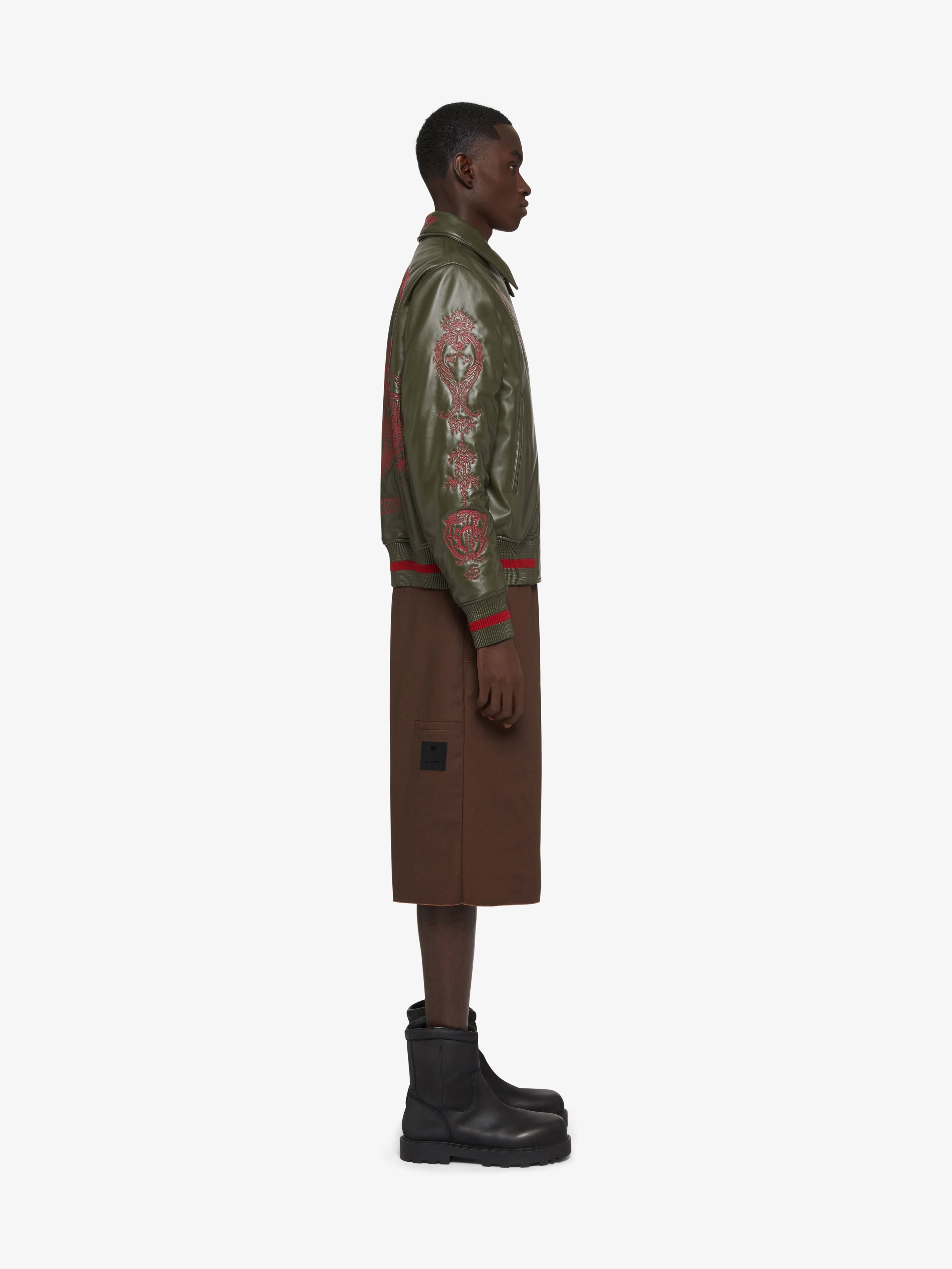 GIVENCHY CREST BOMBER JACKET IN EMBROIDERED LEATHER - 3