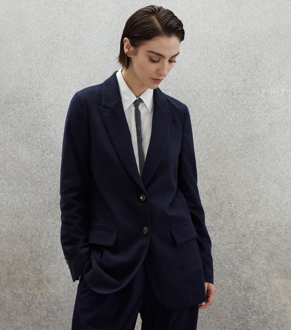 ジャケット Cashmere jersey deconstructed blazer with monili Brunello Cucinelli Cashmere jersey deconstructed blazer with